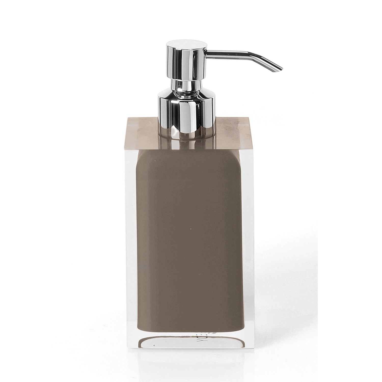 Dosasapone da appoggio con erogatore in metallo cromato Gedy serie Rainbow - Tortora