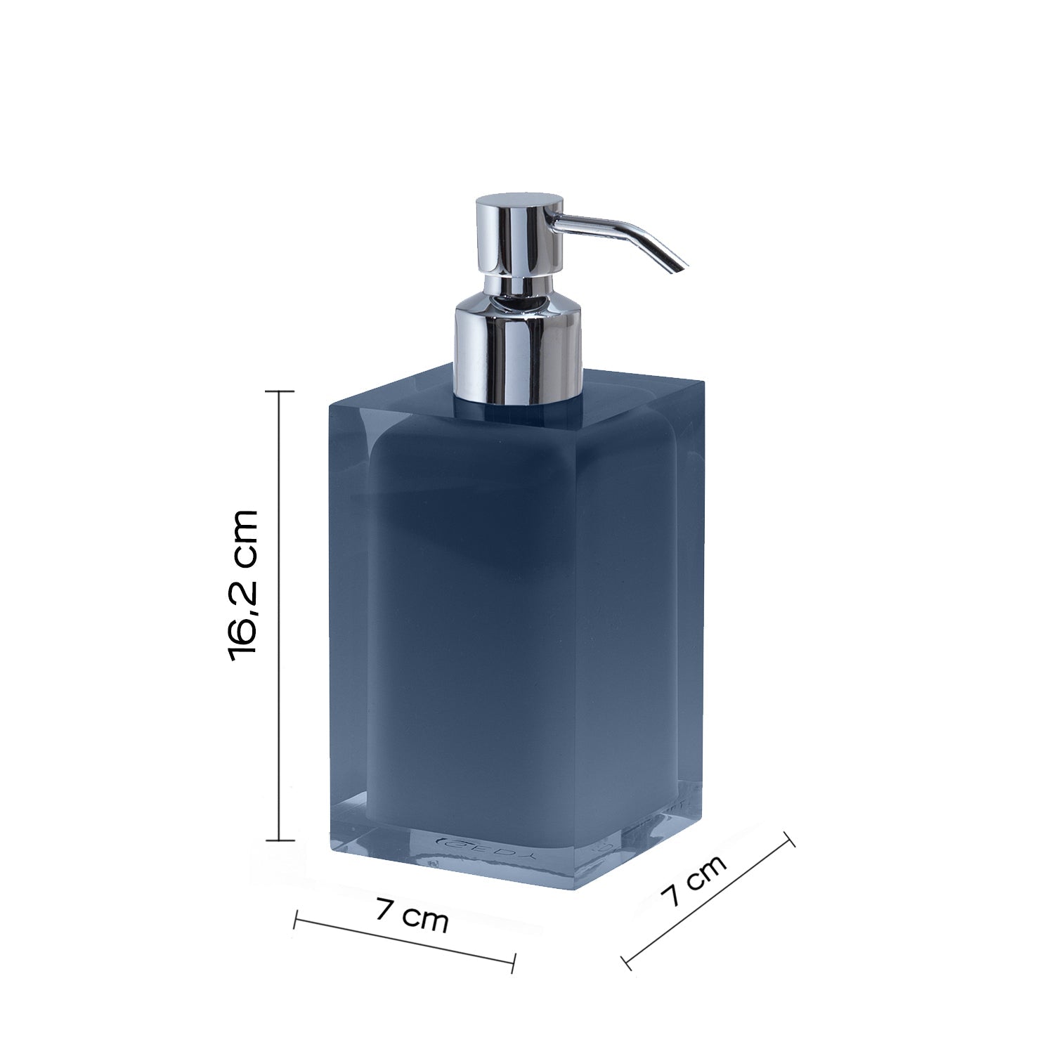  Dosasapone da appoggio con erogatore in metallo cromato Gedy serie Rainbow - Blu Petrolio