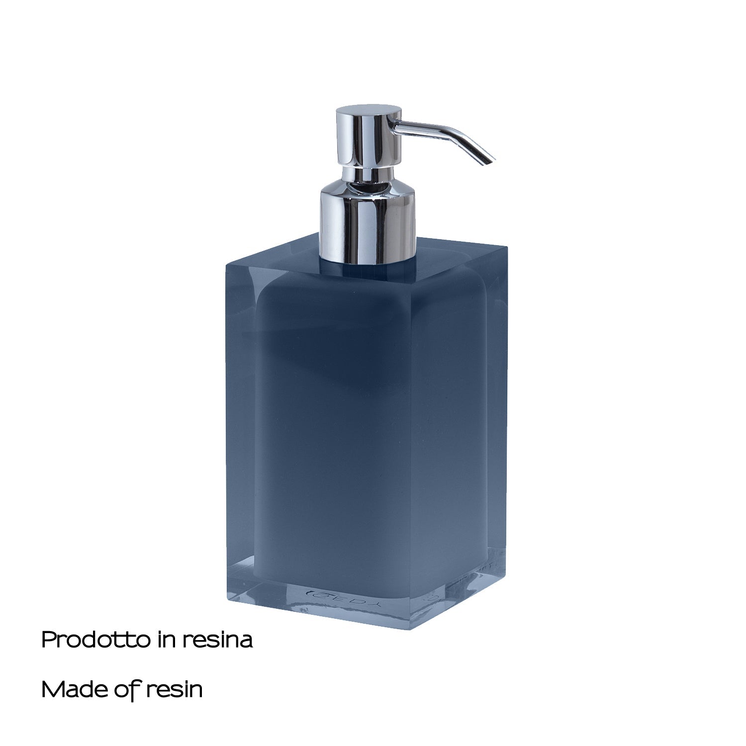  Dosasapone da appoggio con erogatore in metallo cromato Gedy serie Rainbow - Blu Petrolio