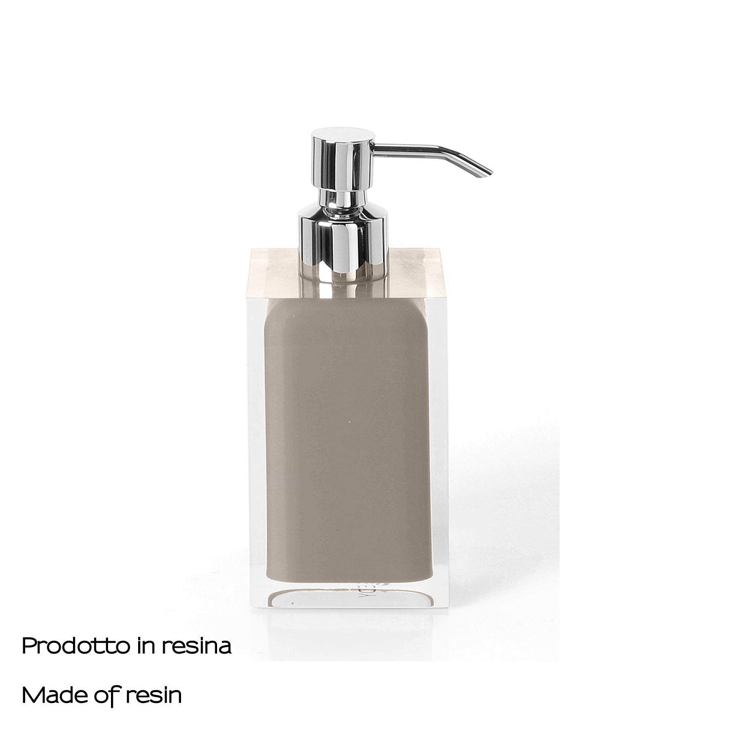  Dosasapone da appoggio con erogatore in metallo cromato Gedy serie Rainbow - Tortora Chiaro