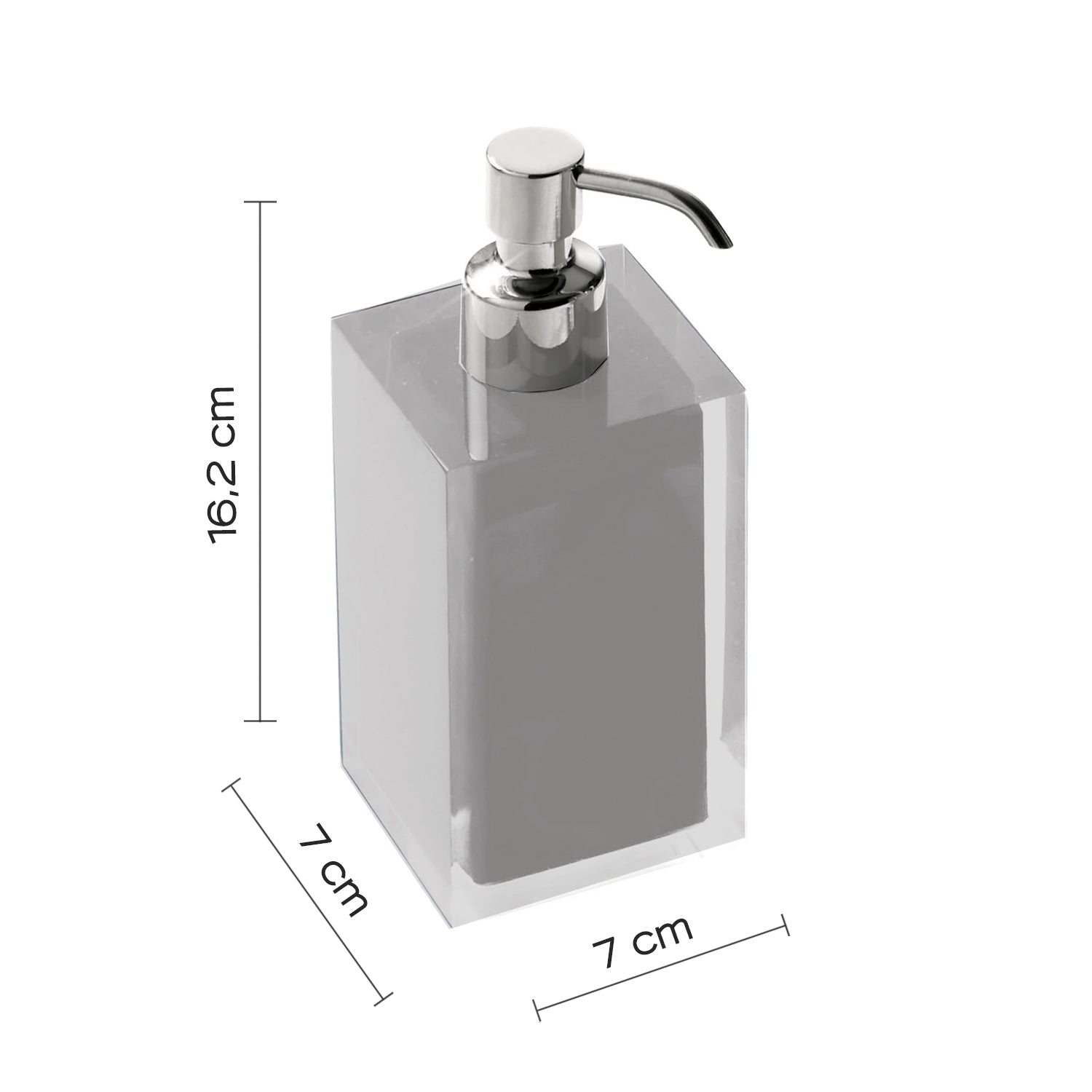  Dosasapone da appoggio con erogatore in metallo cromato Gedy serie Rainbow - Argento