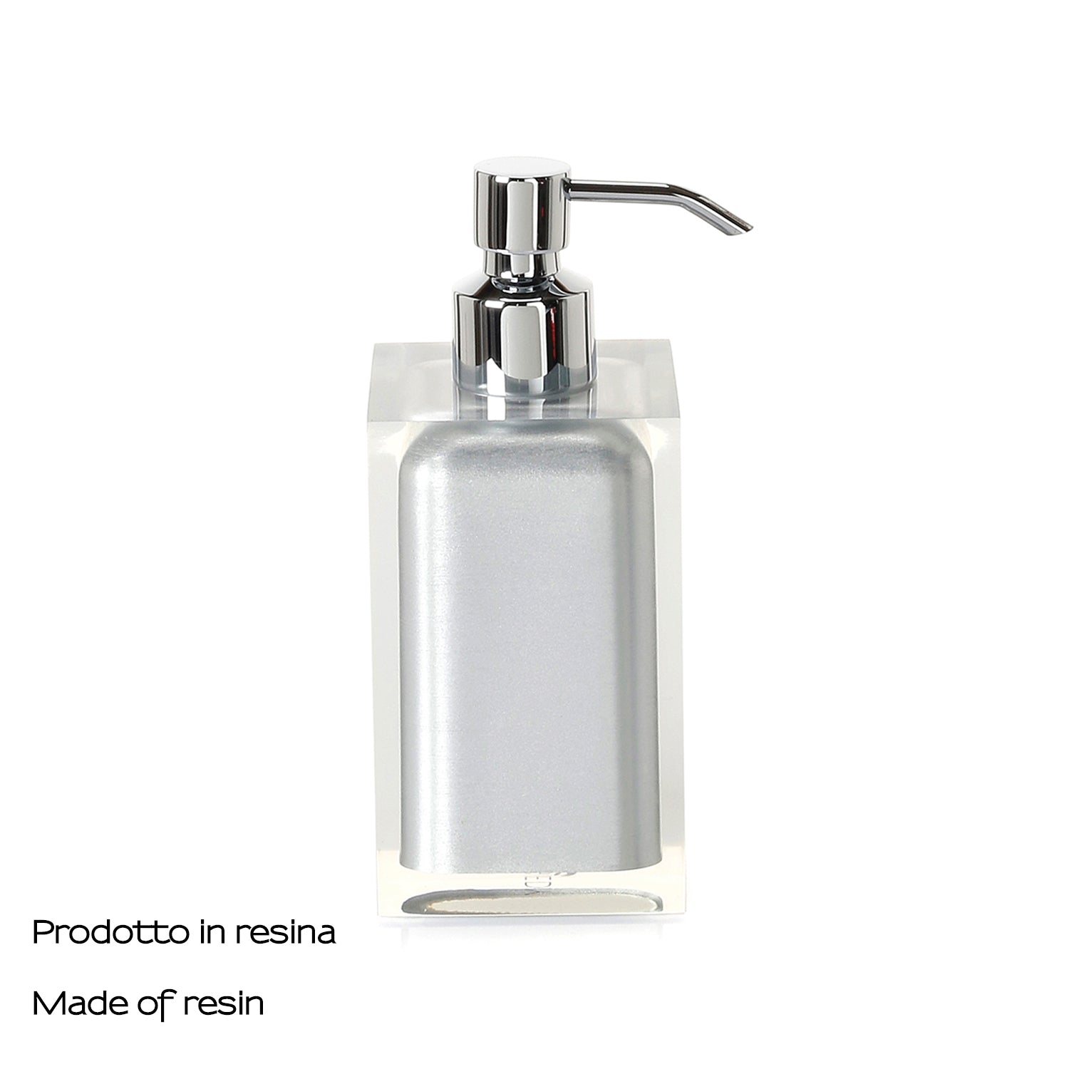  Dosasapone da appoggio con erogatore in metallo cromato Gedy serie Rainbow - Argento