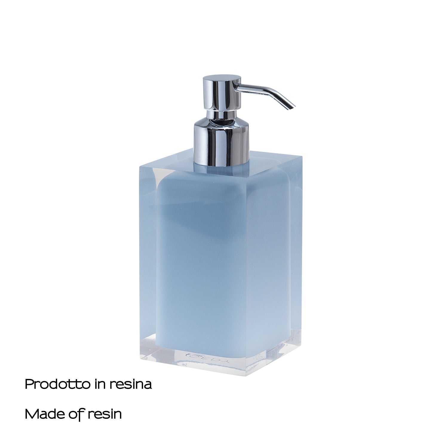  Dosasapone da appoggio con erogatore in metallo cromato Gedy serie Rainbow - Celeste