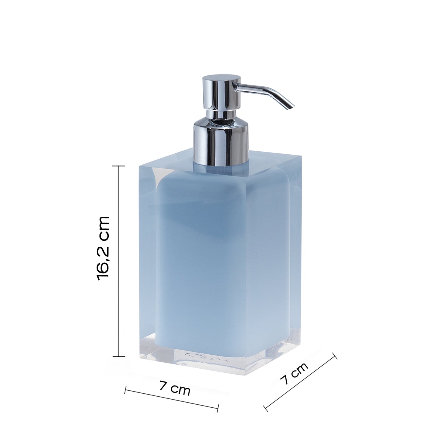  Dosasapone da appoggio con erogatore in metallo cromato Gedy serie Rainbow - Celeste