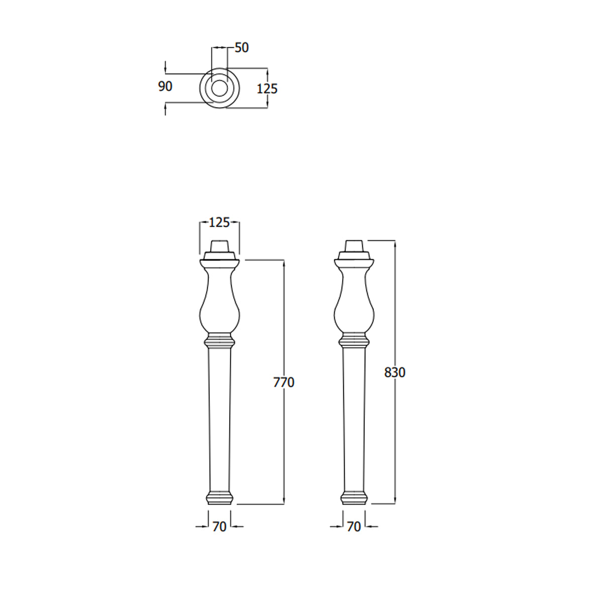 2Pz Gambe per consolle RAK serie Washington 83 cm - Bianco 2