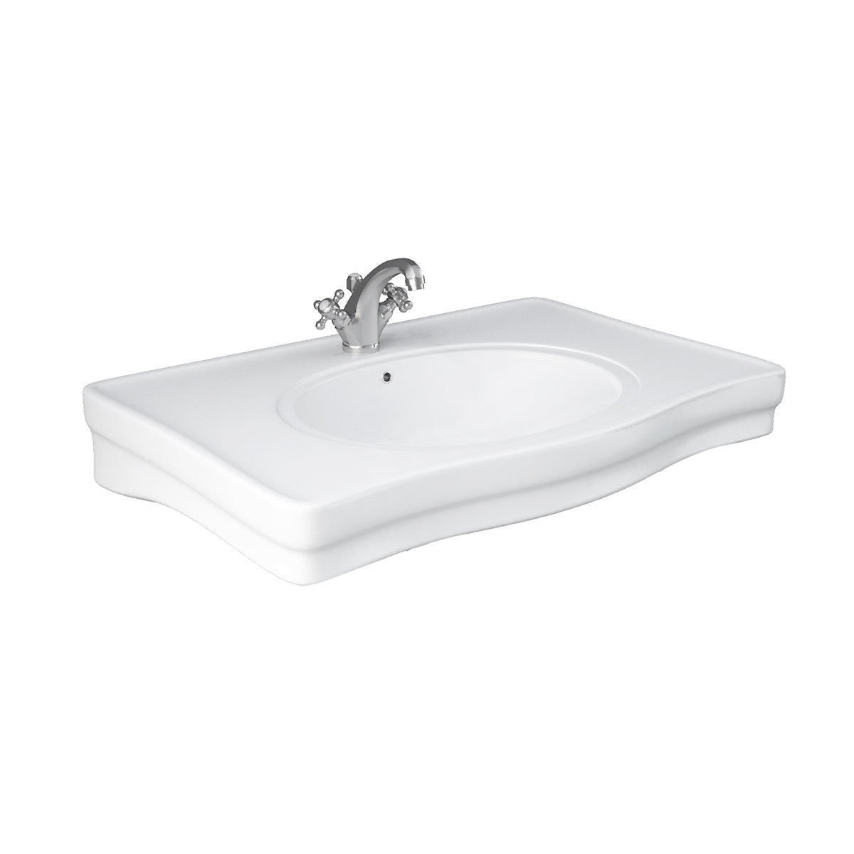 Lavabo consolle RAK serie Washington con troppo pieno e foro rubinetto L 108 cm - Bianco