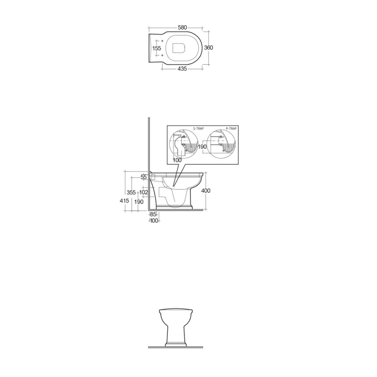 MODIFICARE Vaso monoblocco in porcellana con scarico universale RAK serie Washington - Bianco 4