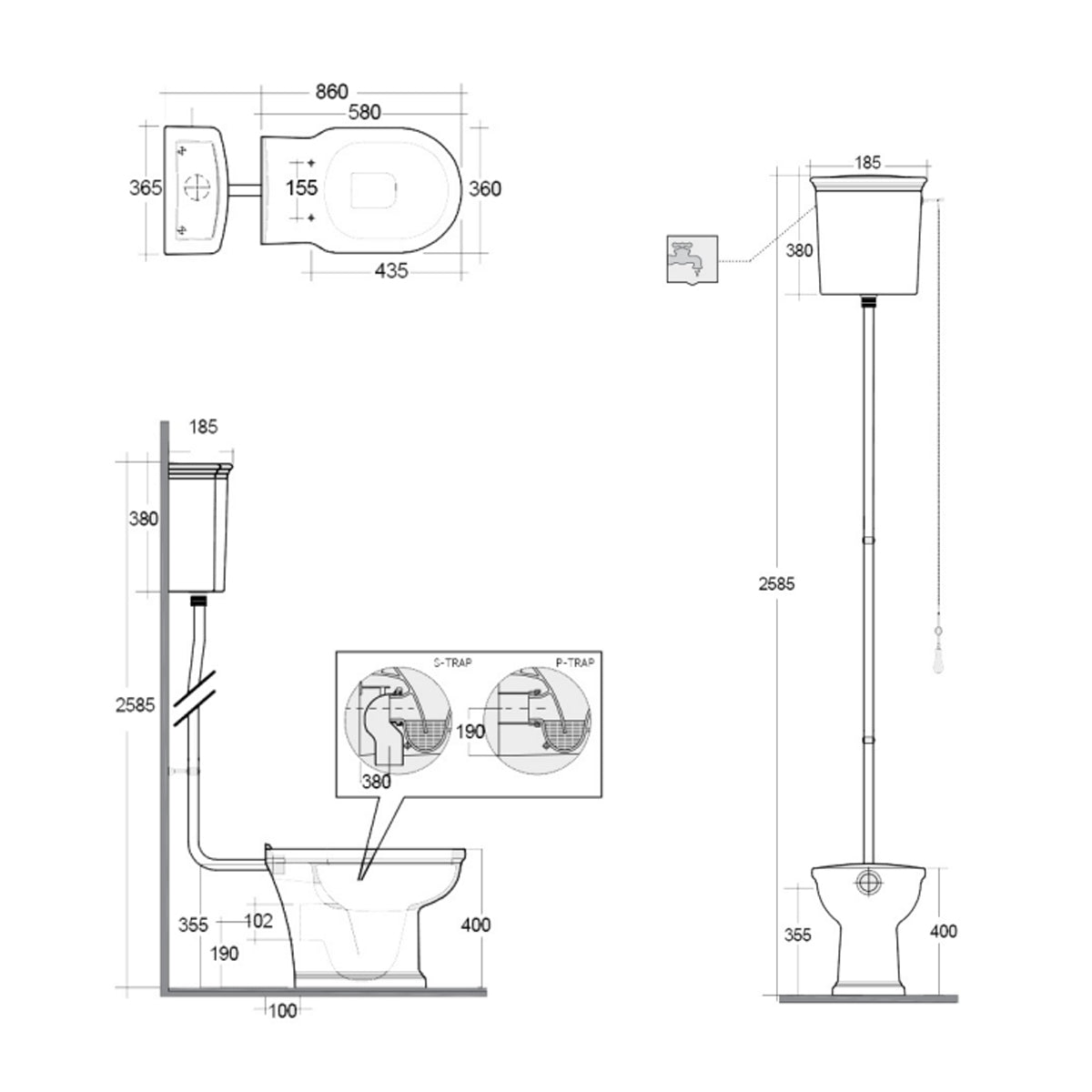 MODIFICARE Vaso monoblocco in porcellana con scarico universale RAK serie Washington - Bianco 5