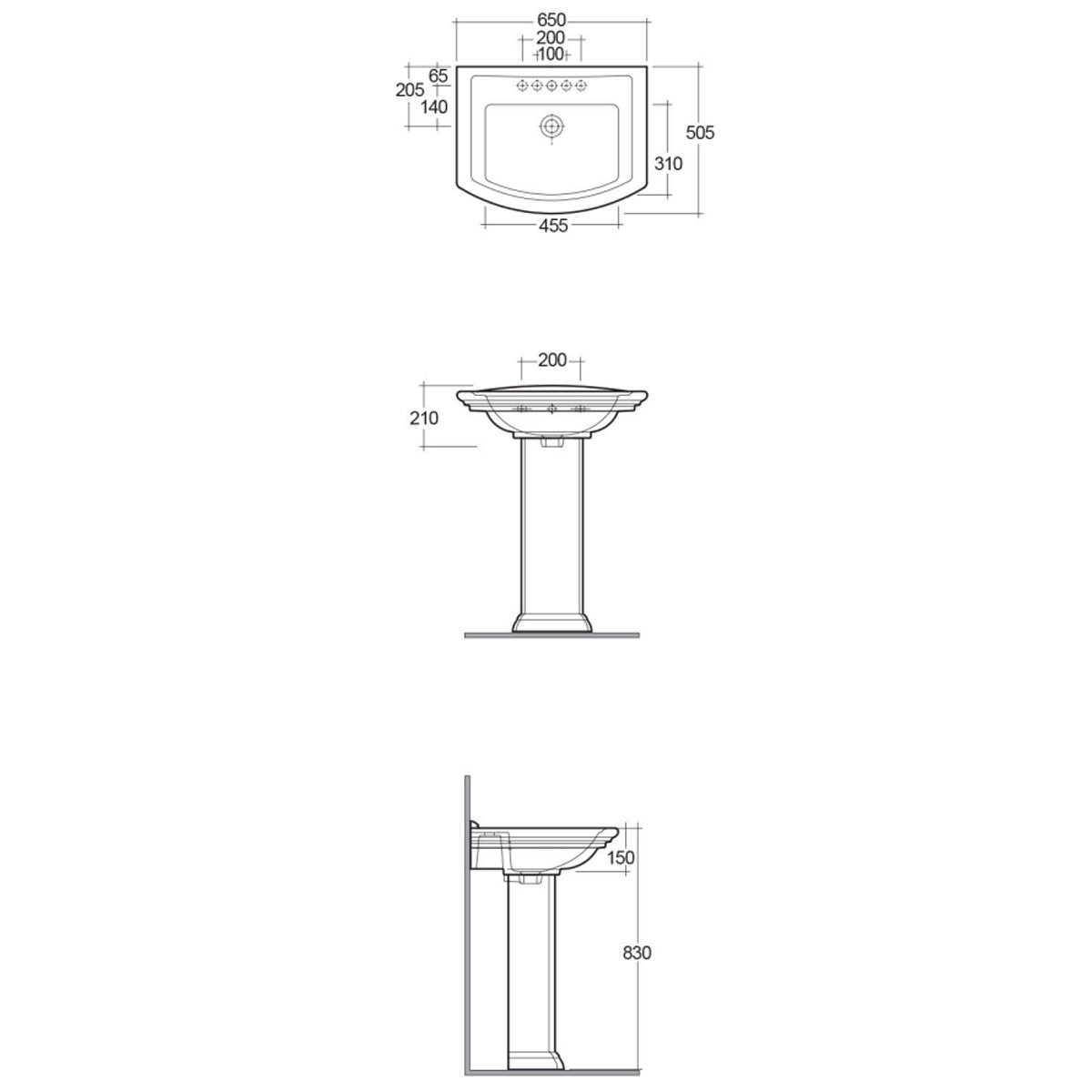 Lavabo RAK serie Washington con troppo pieno L. 65 cm - Bianco 3