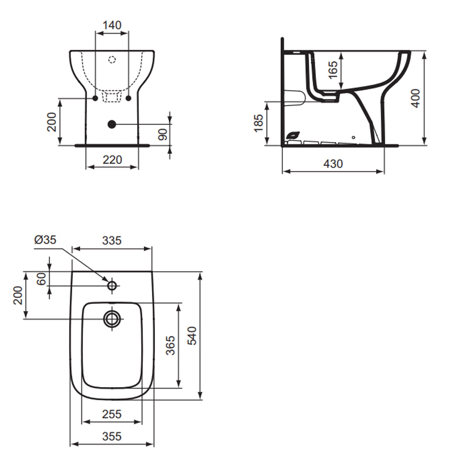 Bidet filomuro universale Ideal Standard modello i.life A 54x35,5 cm 3