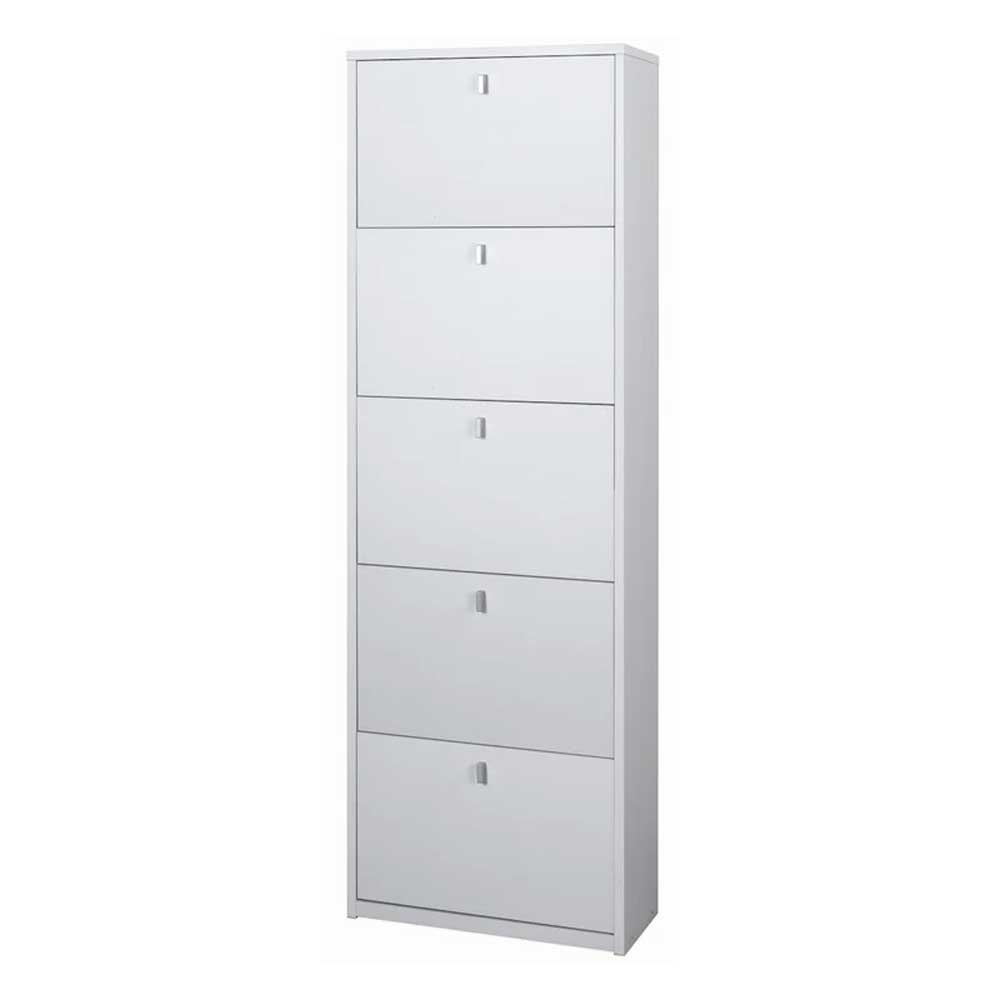 Elegante scarpiera a 5 ante con maniglia satinata Profondità 29 cm finitura Bianco Fiammato by Sarmog by CeramicStore | Lo specialista del tuo bagno