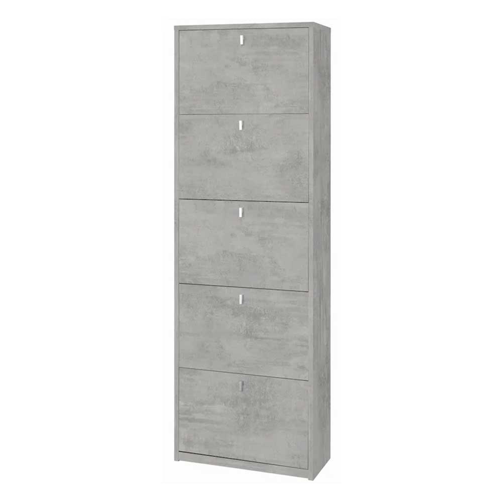 Elegante scarpiera a 5 ante con maniglia satinata Profondità 29 cm finitura Cemento by Sarmog by CeramicStore | Lo specialista del tuo bagno