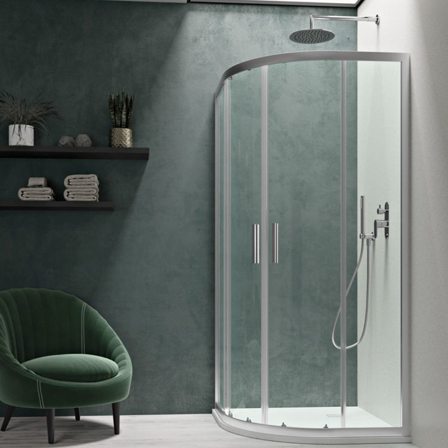 Box doccia semicircolare cm 80x80 Smart apertura scorrevole in cristallo temperato trasparente da 6 mm 4