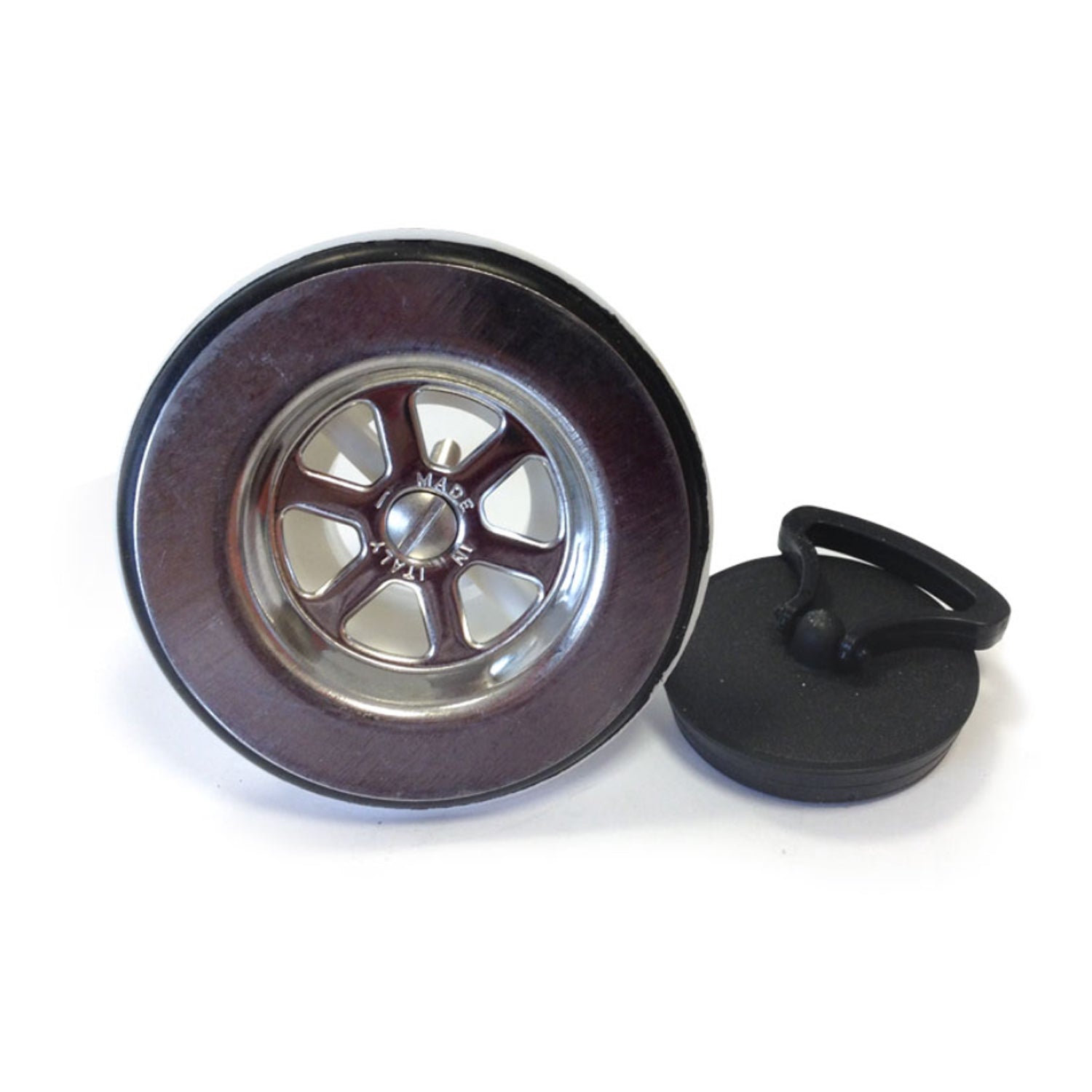 Piletta in ottone cromato con tappo e catenella  1 1/4" 2