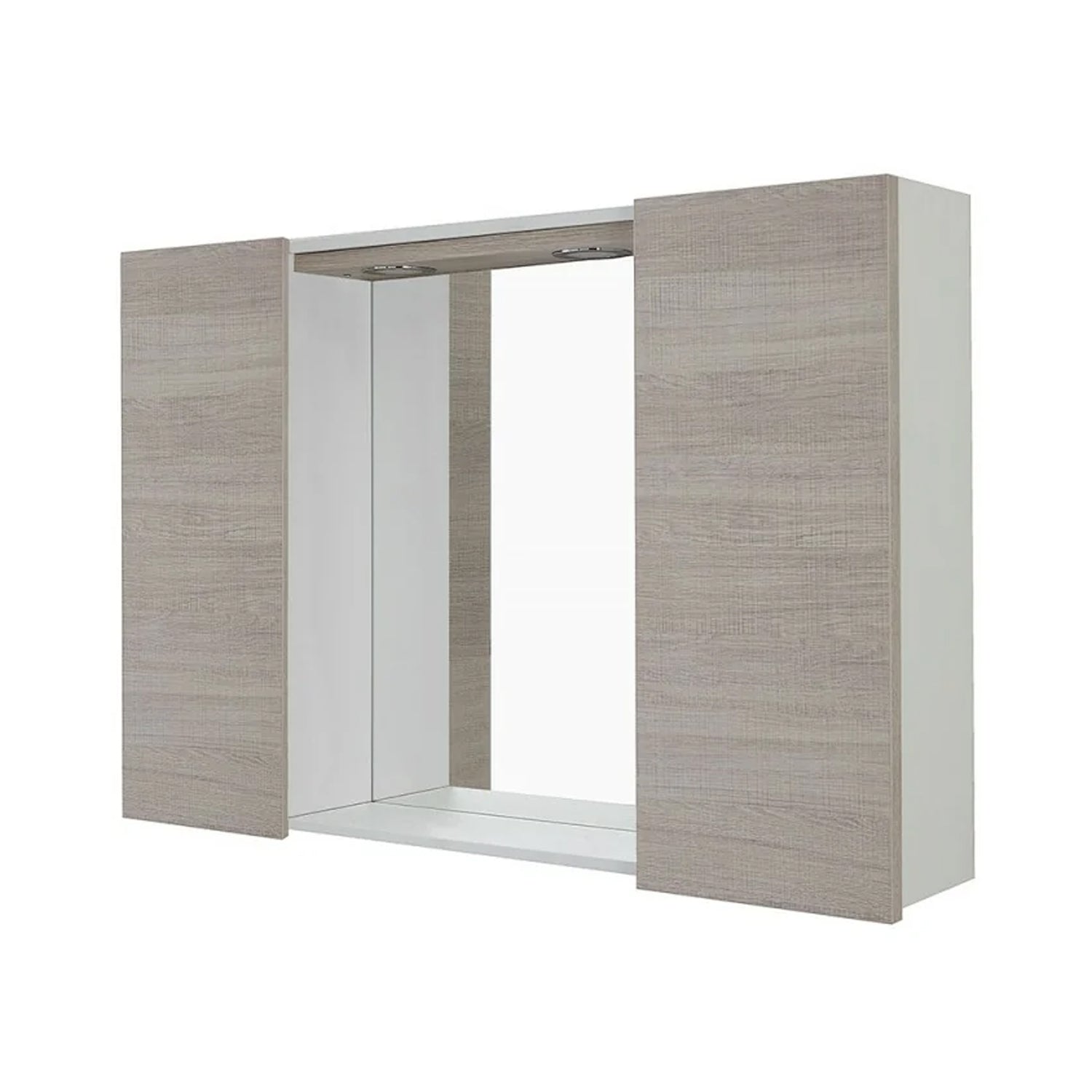 Specchiera con ante e illuminazione LED Cubi&Co Mondial 91x61 cm - Rovere Chiaro