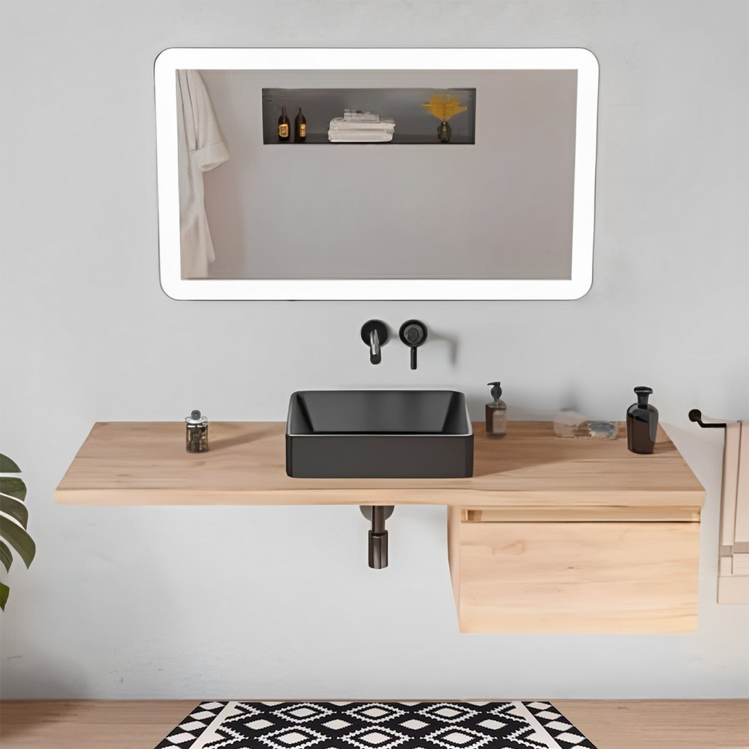 Lavabo da appoggio rettangolare BathCore serie Viva 48x37 cm senza troppopieno - Nero opaco 3