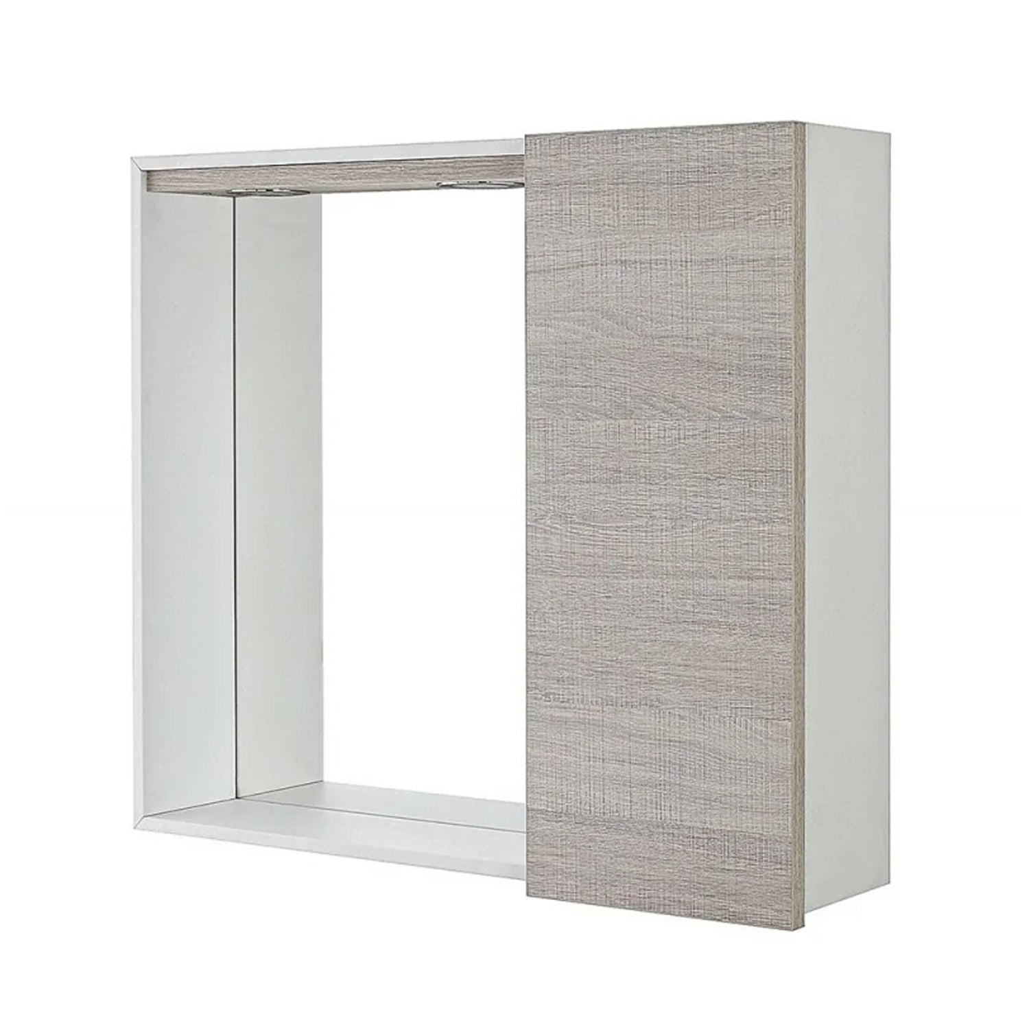 Specchiera con anta e illuminazione LED Cubi&Co serie Mondial 68 x 61 cm - Rovere Chiaro