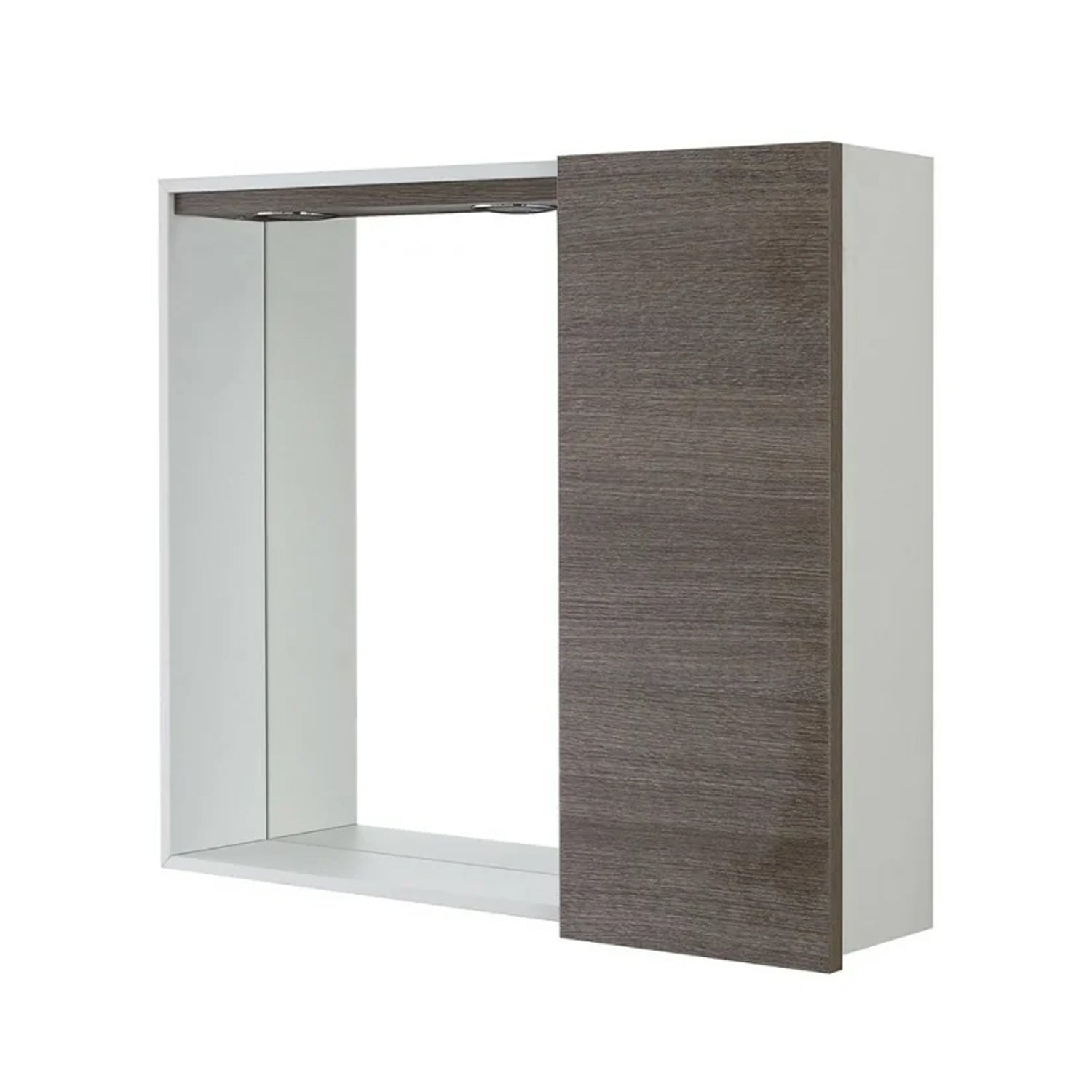 Specchiera con anta e illuminazione LED Cubi&Co serie Mondial 68 x 61 cm - Rovere Scuro