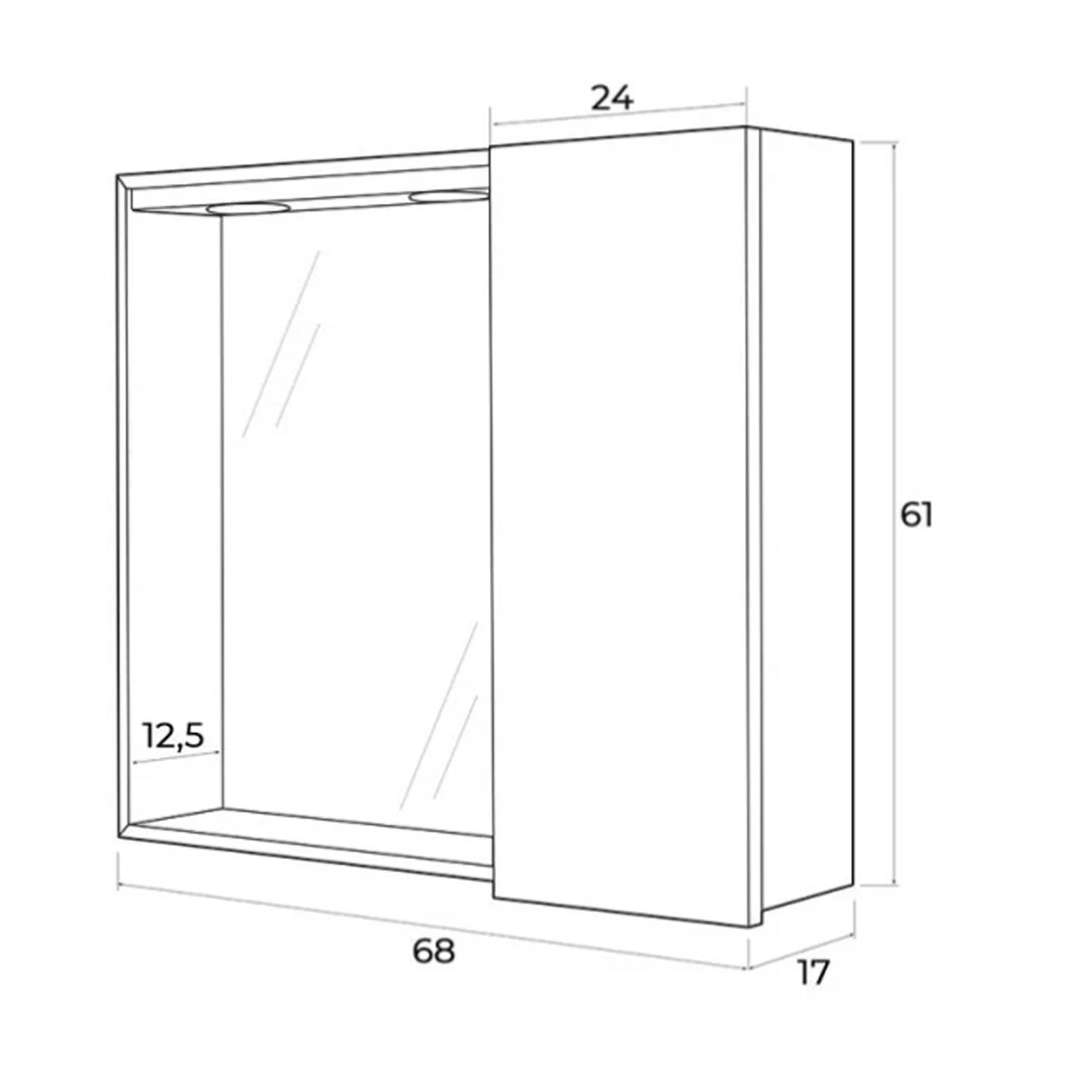 Specchiera con anta e illuminazione LED Cubi&Co Mondial 68 x 61 cm - Bianco Laccato 2
