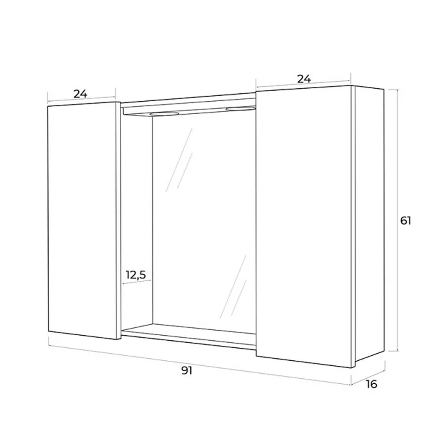 Specchiera con ante e illuminazione LED Cubi&Co serie Star 91x61 cm - Grigio 2