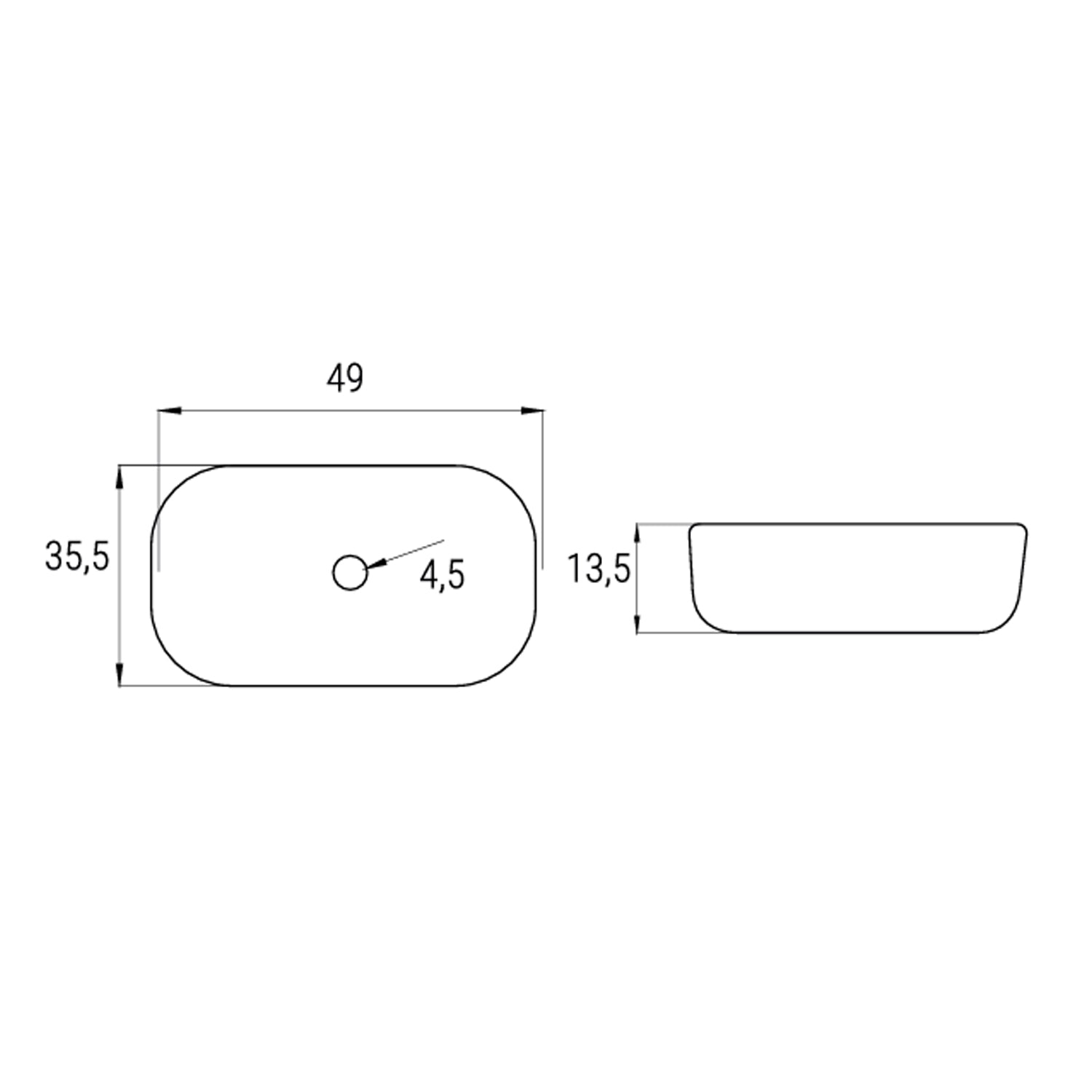 Lavabo da appoggio Slim ovale BathCore serie Viva 49x35,5 cm senza troppopieno - Tortora opaco 2