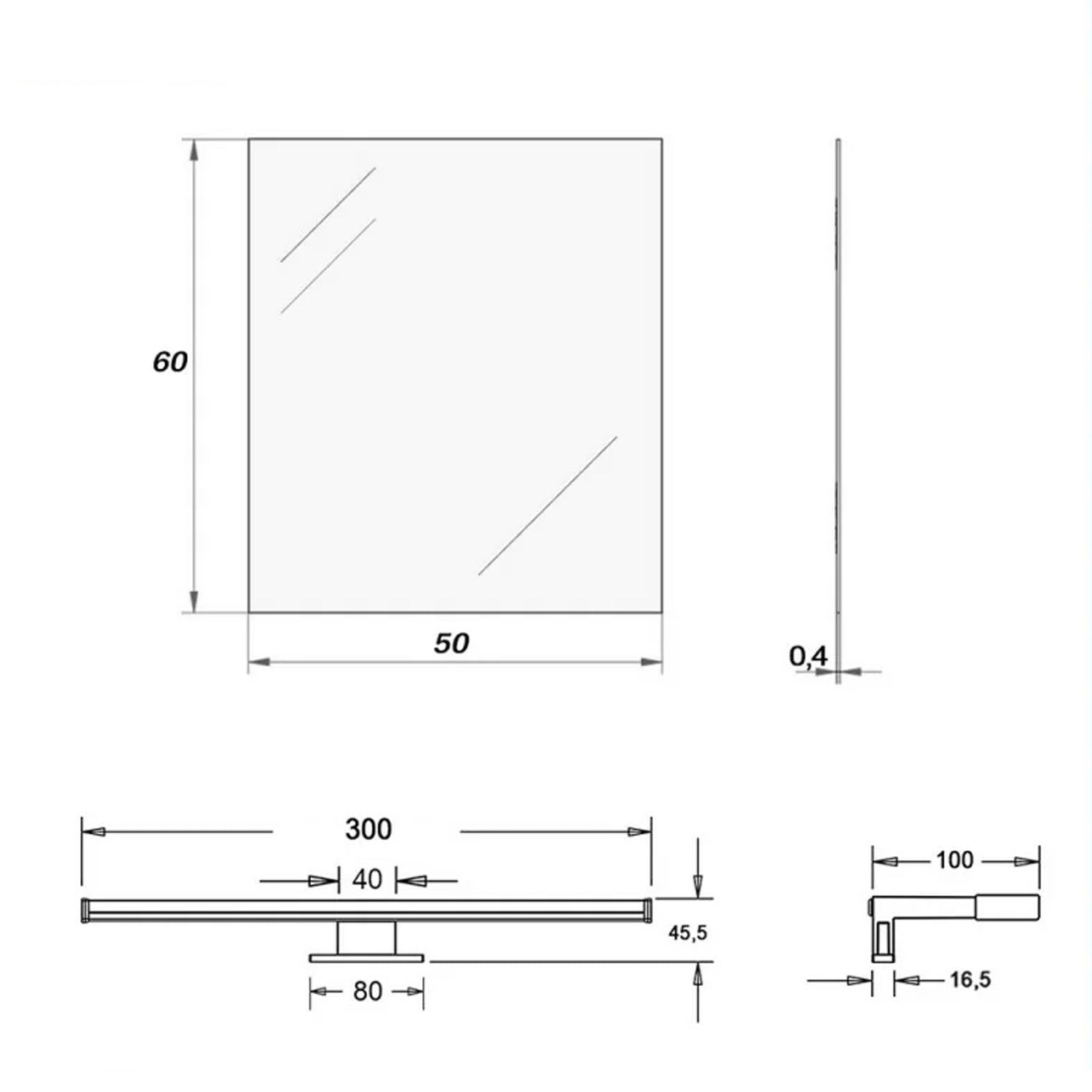 Specchio a filo con lampada LED reversibile Cubi&Co serie Light - 50x60 cm 3