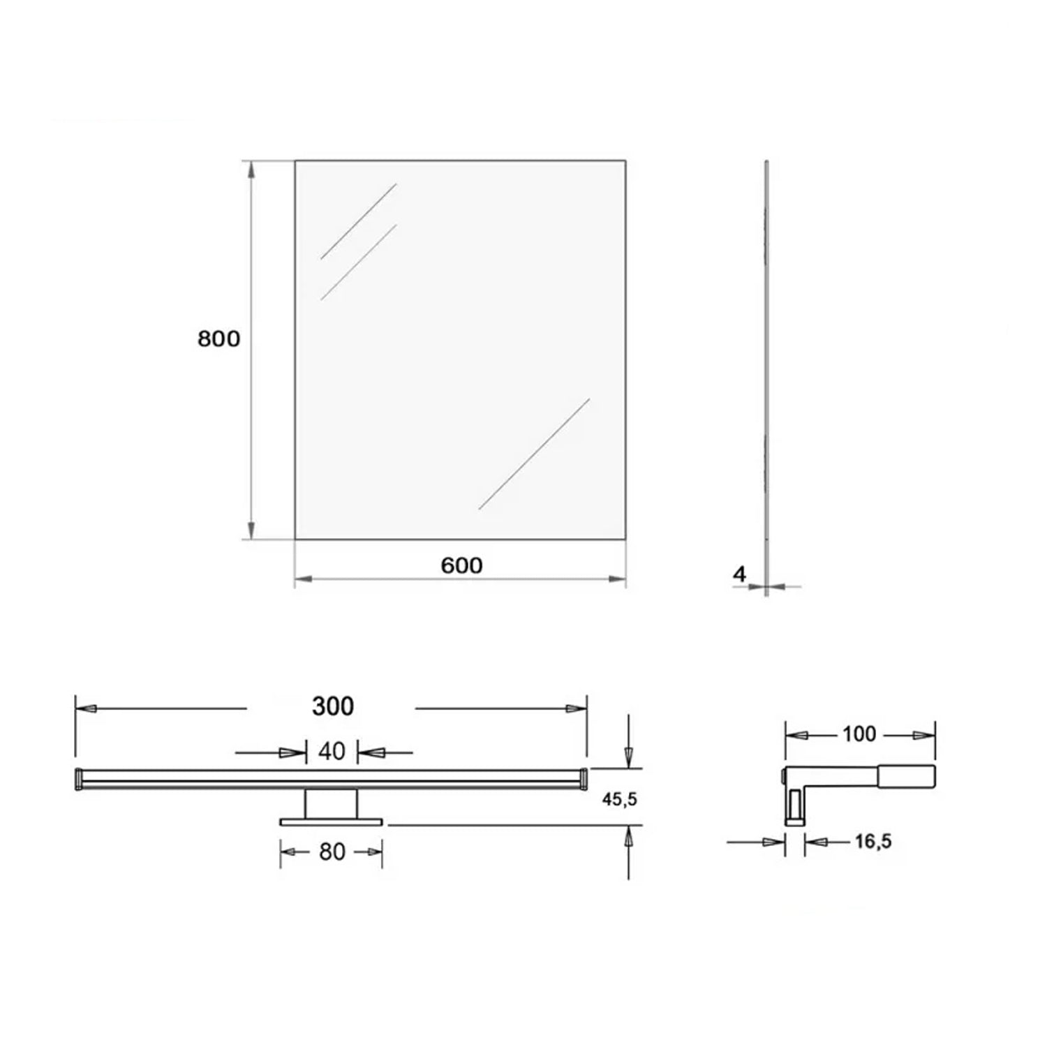 Specchio a filo con lampada LED reversibile Cubi&Co serie Light - 60x80 cm 3