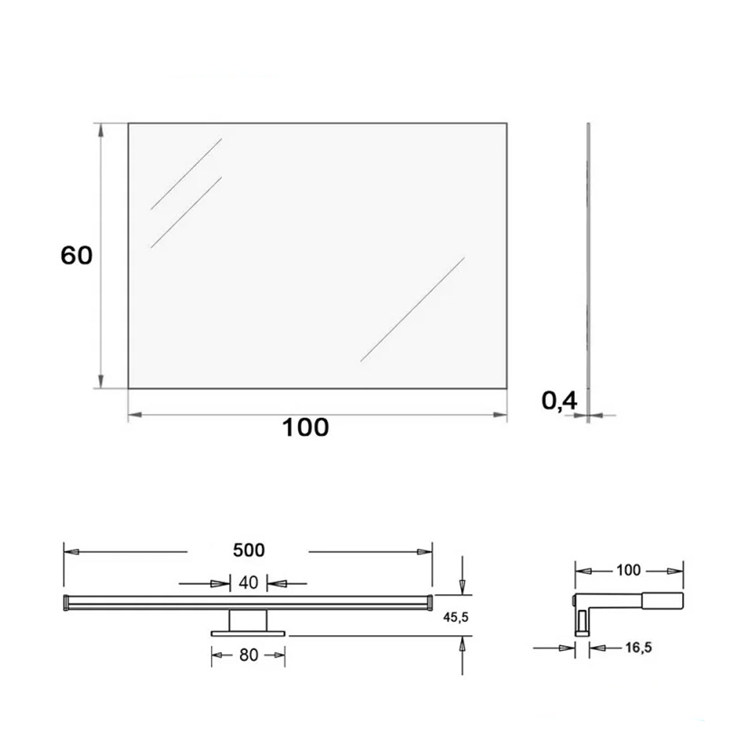 Specchio a filo con lampada LED reversibile Cubi&Co serie Light - 60x100 cm 3