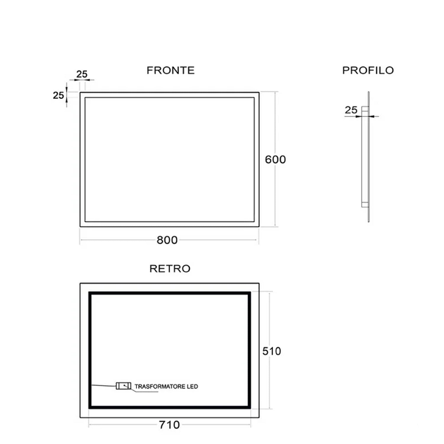 Specchio retroilluminato con cornice LED Cubi&Co modello Siria - 60x80 cm 2