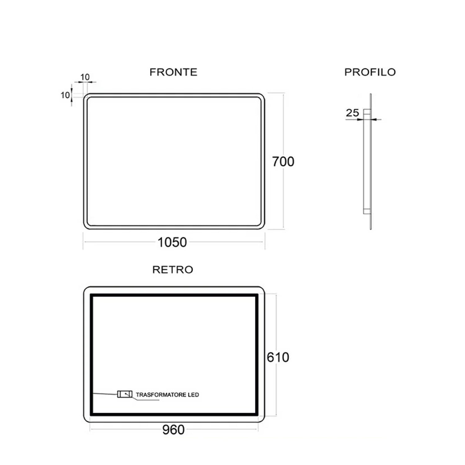 Specchio con bordo LED Cubi&Co modello Venus - 70x105 cm 3