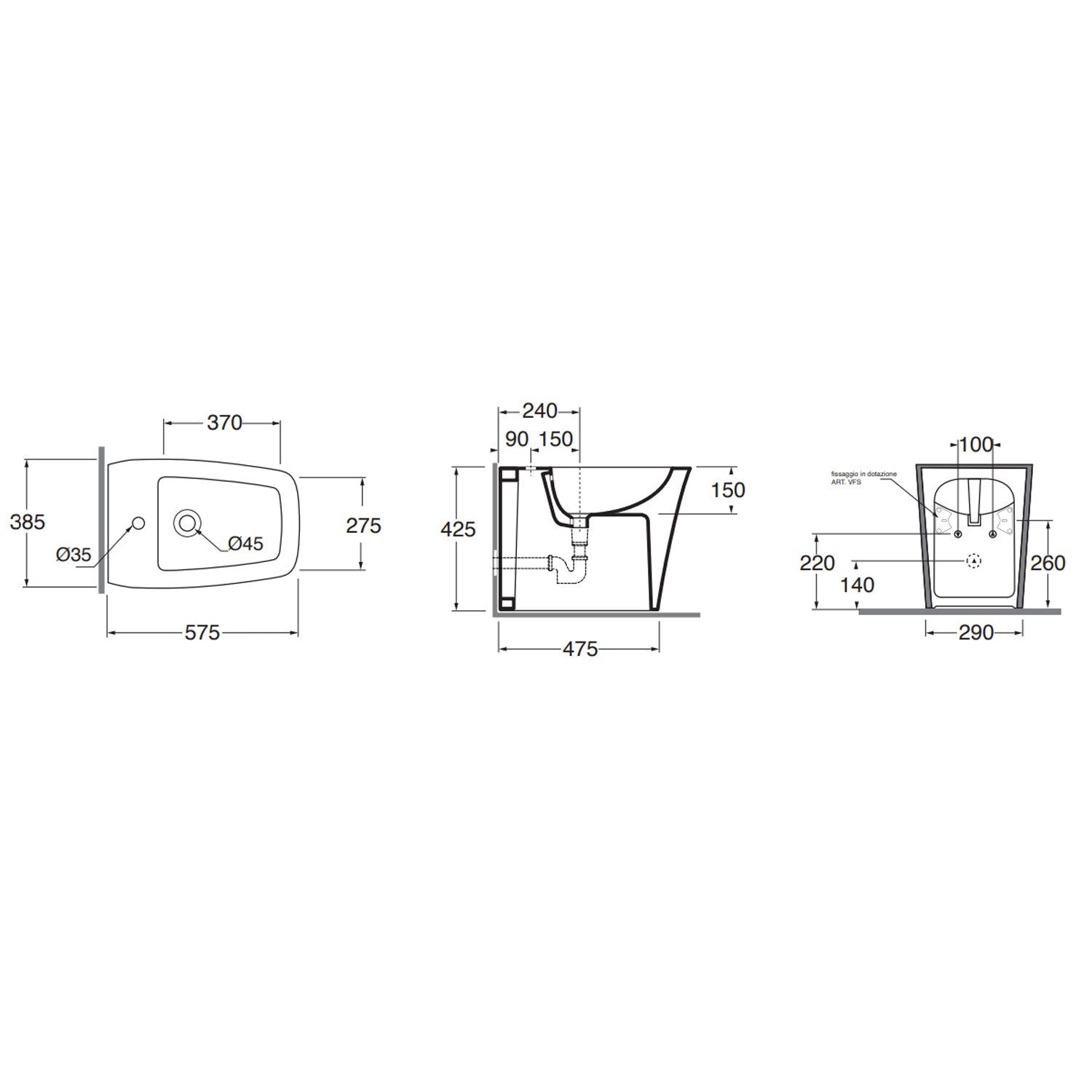  Coppia sanitari a terra Azzurra serie Hera 57x38x42 cm con sedile soft-close - Bianco lucido