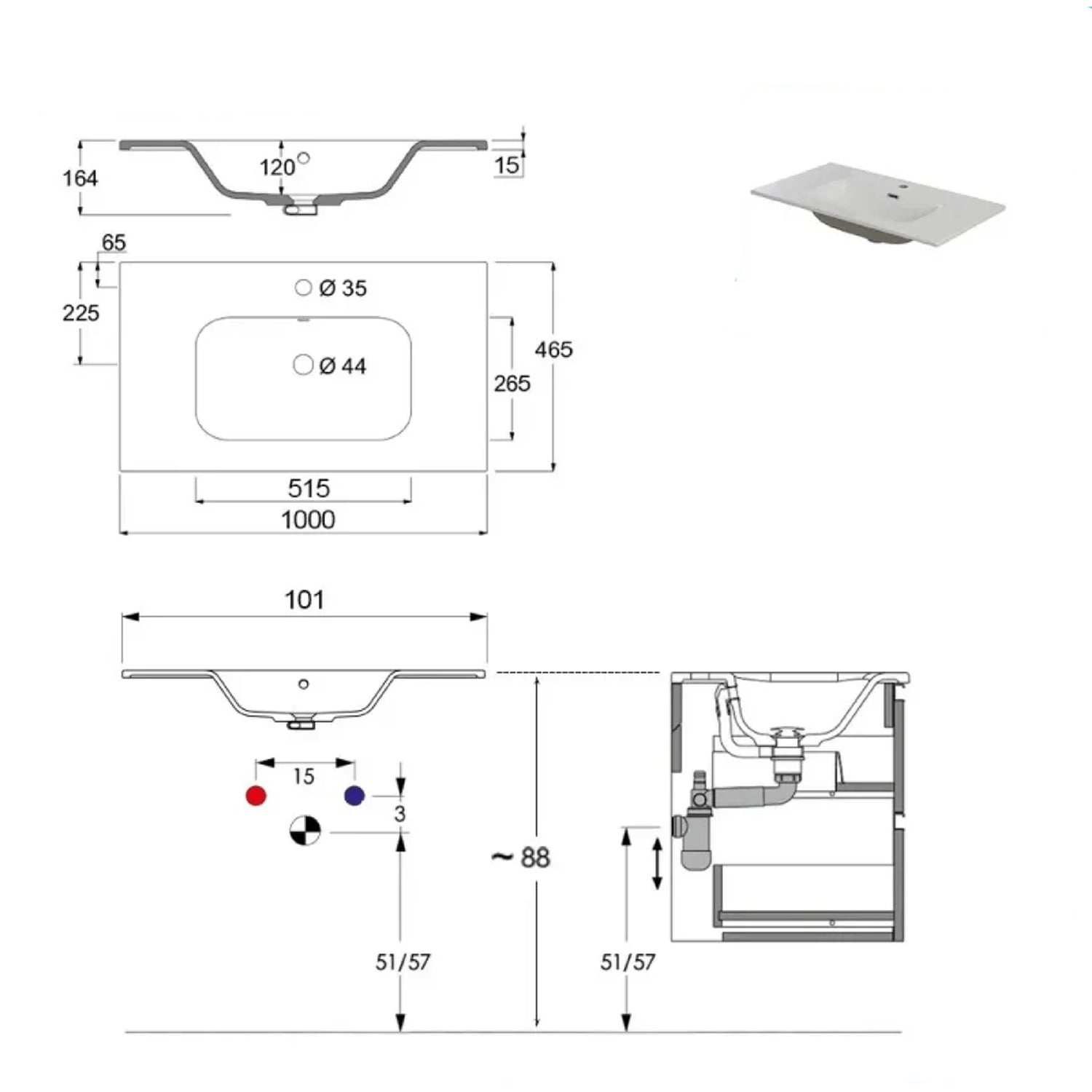 900293 - Composizione bagno sospesa Cubi&Co serie Cannes 8100 cm con lavabo in ceramica e specchio tondo - Bianco Opaca 2