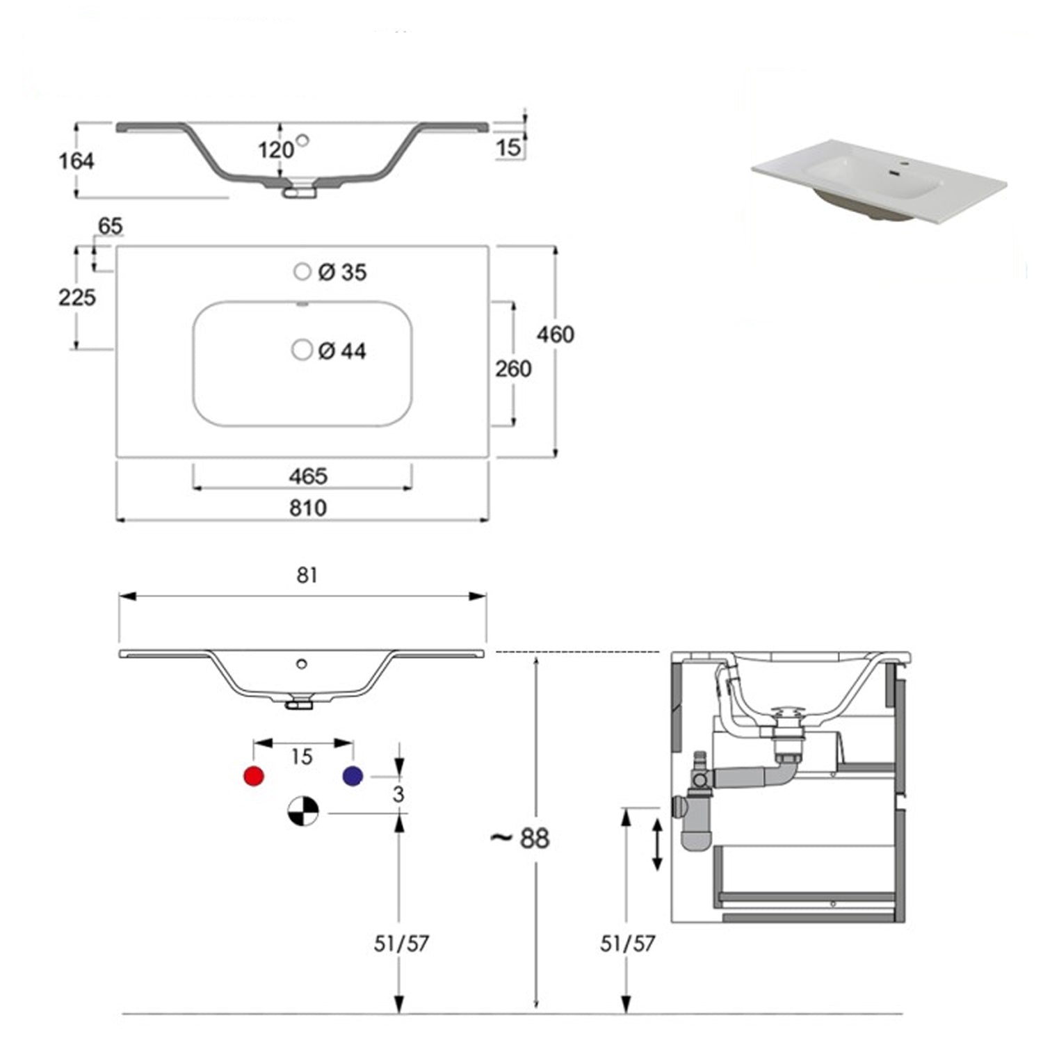900200 - Mobile bagno a terra Revival 80 cm con lavabo in ceramica e specchio - Noce Canaletto 2