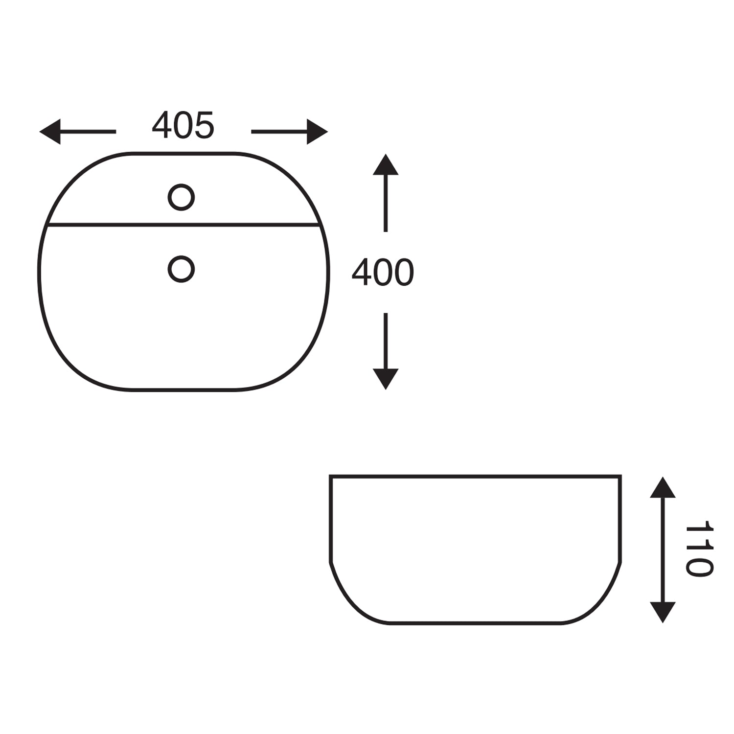  Lavabo da appoggio ovale in ceramica bianco lucido serie DRV cm 40