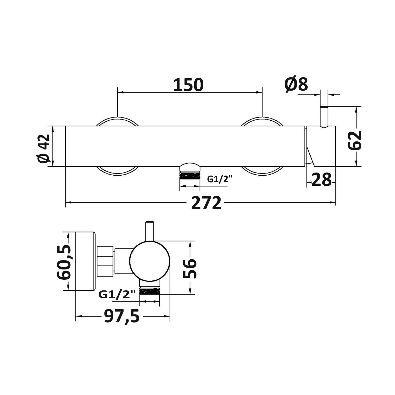  Miscelatore esterno doccia TriaSix in acciaio 316 spazzolato by CeramicStore | Lo specialista del tuo bagno