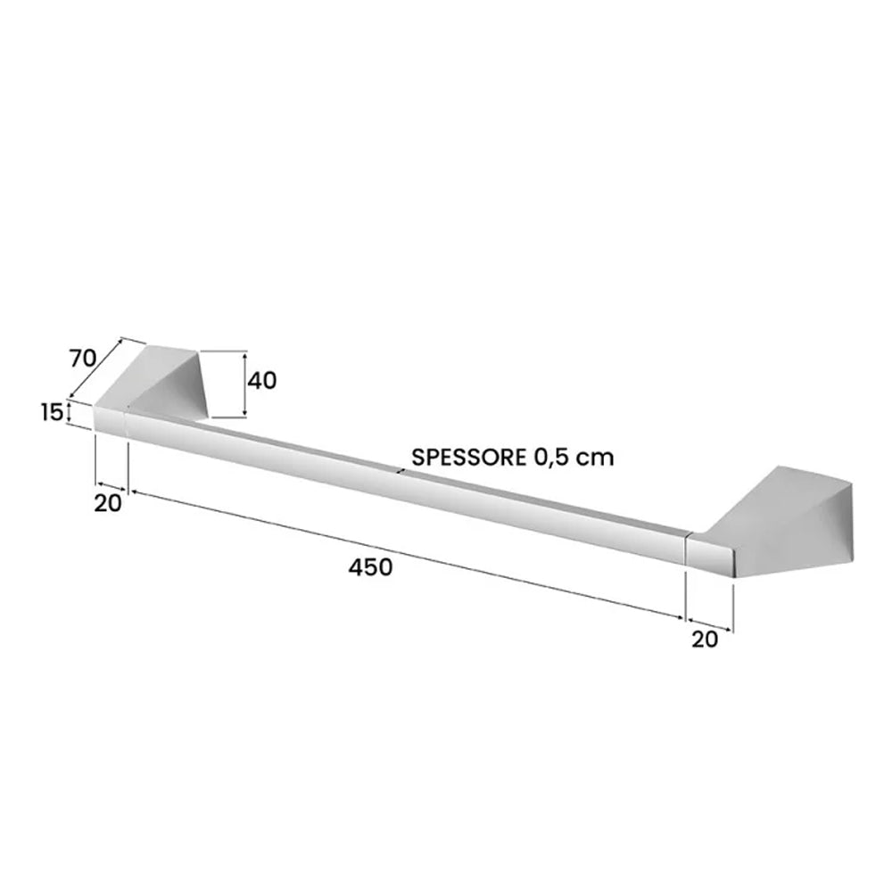 Porta asciugamani 45 cm in Cromall Bathcore Serie Piramide - Cromo 2