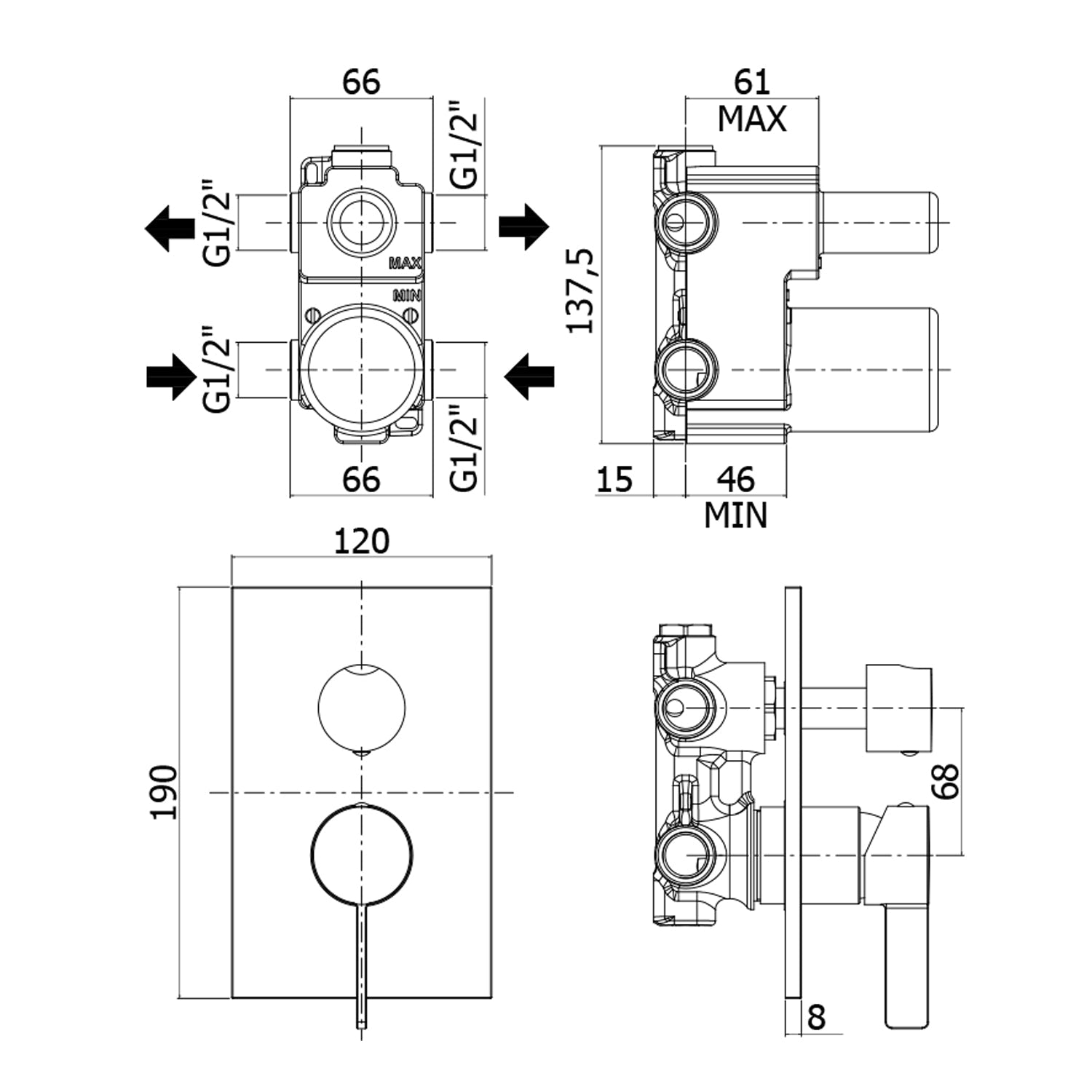  Miscelatore incasso doccia 2 uscite Paffoni Rock con cartuccia deviatore by CeramicStore | Lo specialista del tuo bagno