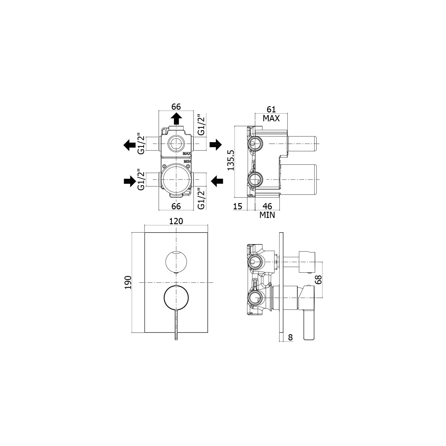  Miscelatore incasso doccia 3 uscite Paffoni Rock con cartuccia deviatore by CeramicStore | Lo specialista del tuo bagno