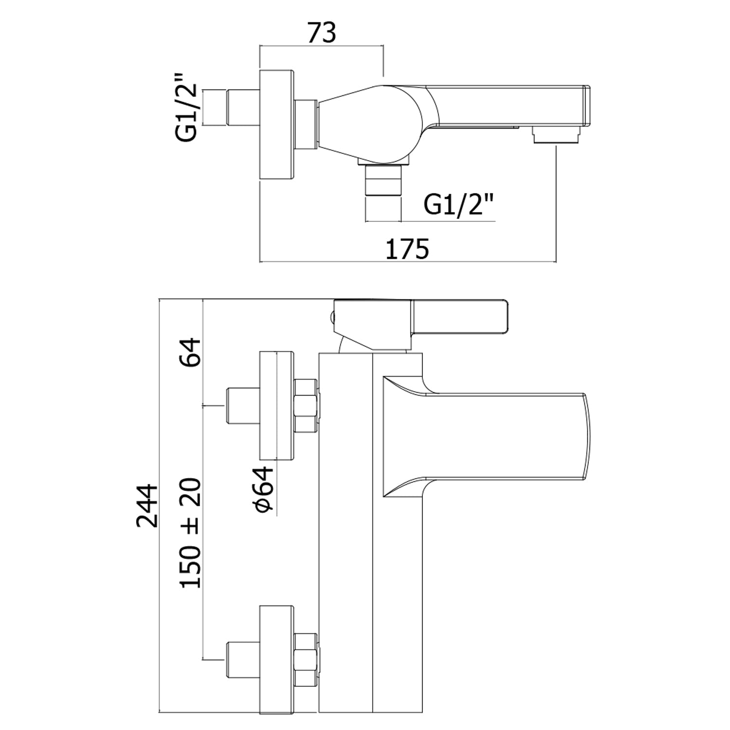  Miscelatore vasca-doccia Paffoni Rock con supporto a muro snodato in abs e deviatore by CeramicStore | Lo specialista del tuo bagno