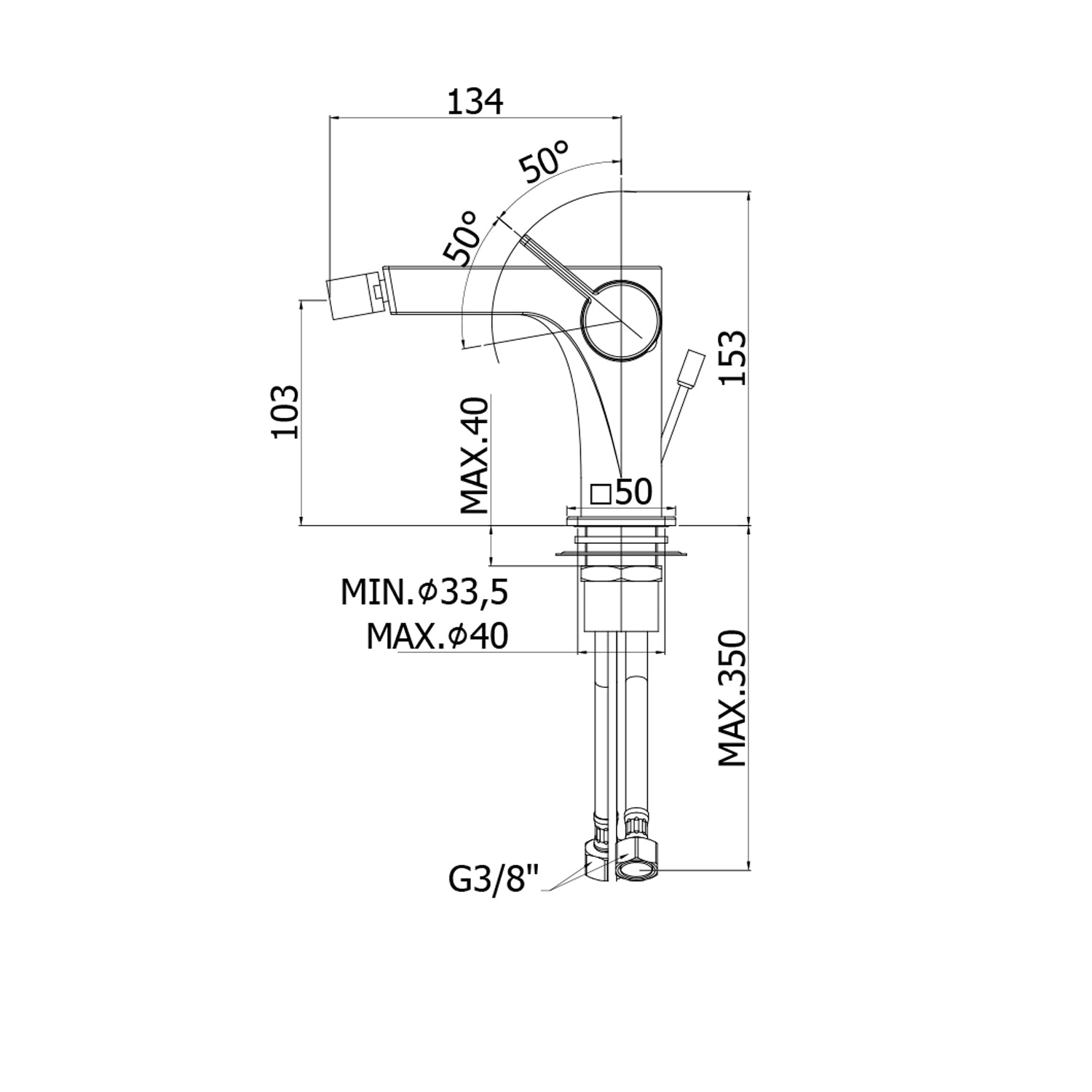  Miscelatore bidet Paffoni Rock senza scarico completo di snodo e aeratore M24x1 by CeramicStore | Lo specialista del tuo bagno