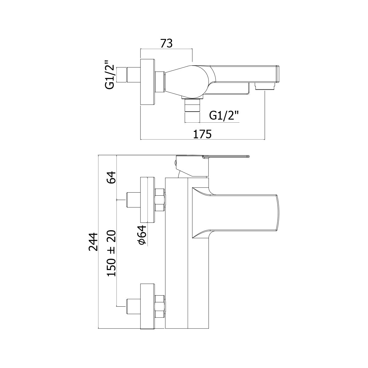  Miscelatore vasca-doccia 2 uscite Paffoni Tango con deviatore e supporto a muro by CeramicStore | Lo specialista del tuo bagno