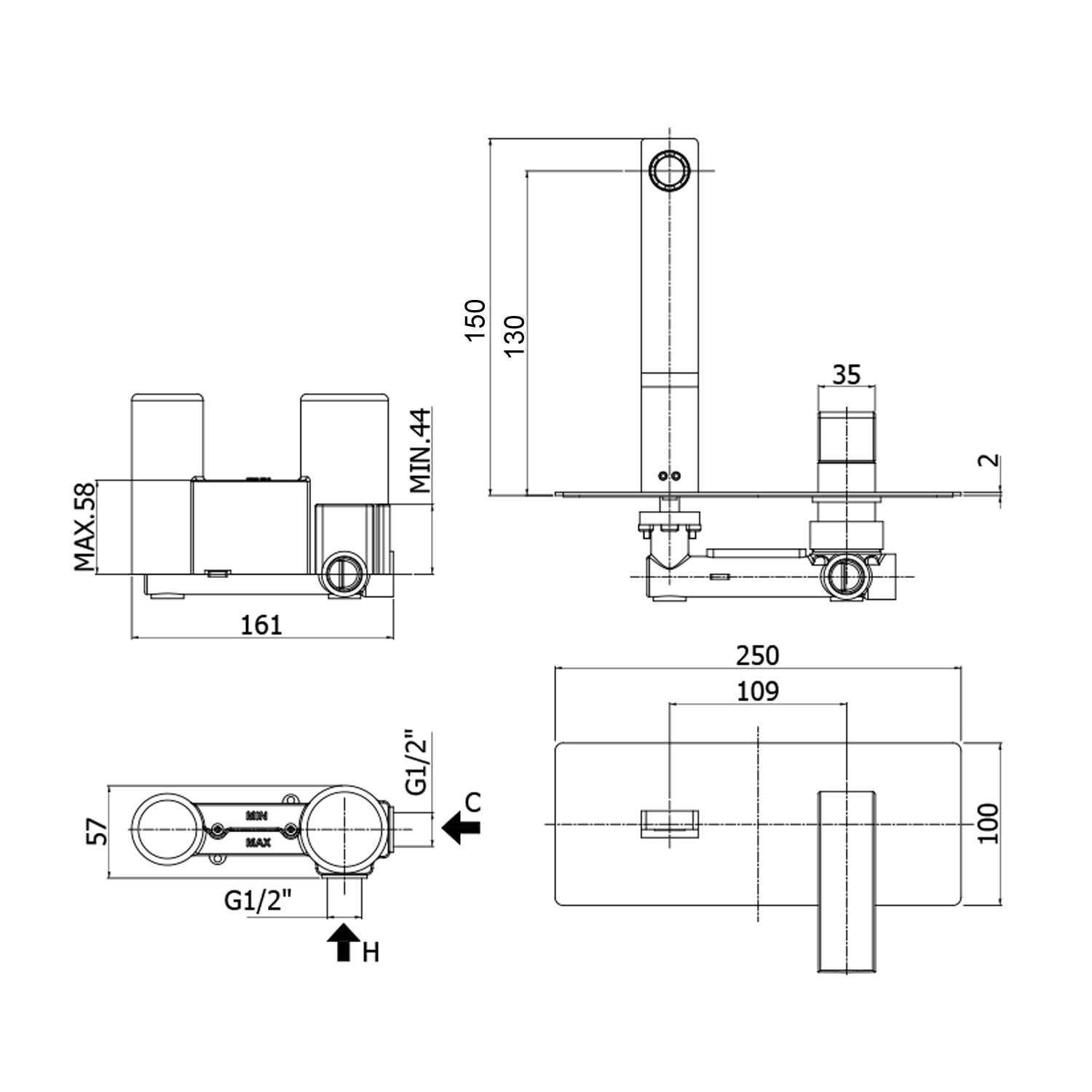  Miscelatore incasso lavabo Paffoni Elle con bocca e aeratore M24x1- l. 150 mm by CeramicStore | Lo specialista del tuo bagno