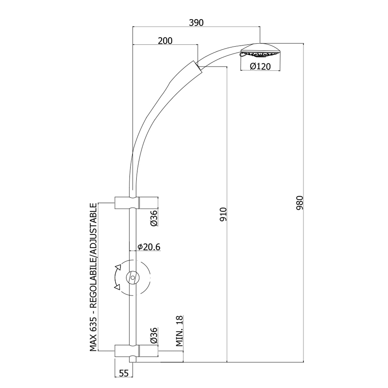  Saliscendi Paffoni Twin ottone cromato interasse max. 653 mm e doccia in abs by CeramicStore | Lo specialista del tuo bagno