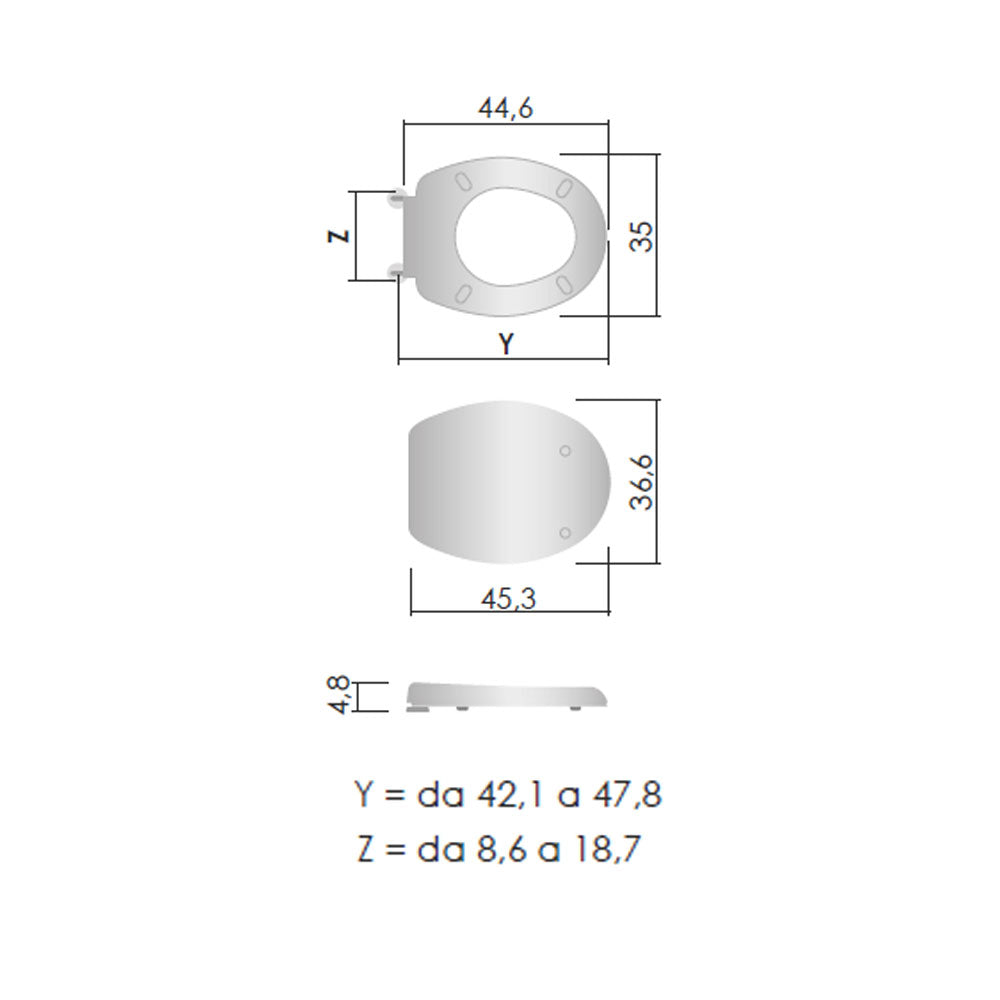  Sedile wc in termoindurente con chiusura soft per Vaso Incea Modello ISIDE