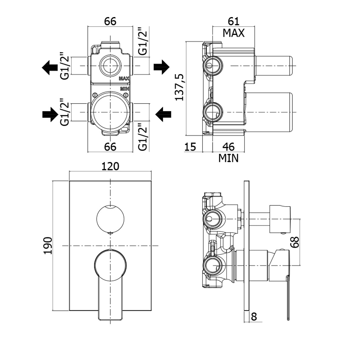  Miscelatore incasso doccia con cartuccia deviatore a 3 uscite Paffoni serie Tango - Cromato by CeramicStore | Lo specialista del tuo bagno