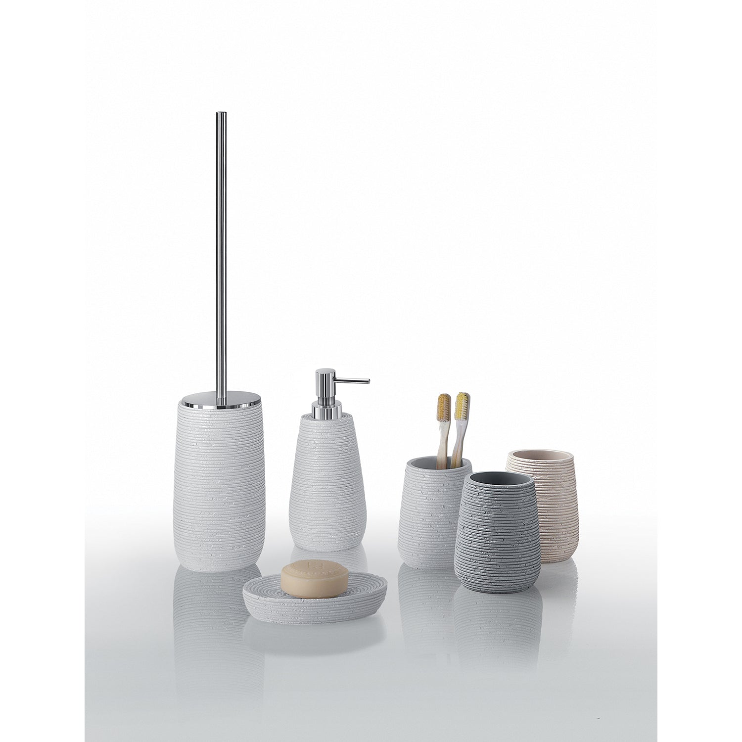  Portaspazzolini da appoggio in resina Gedy serie Gemini - Grigio