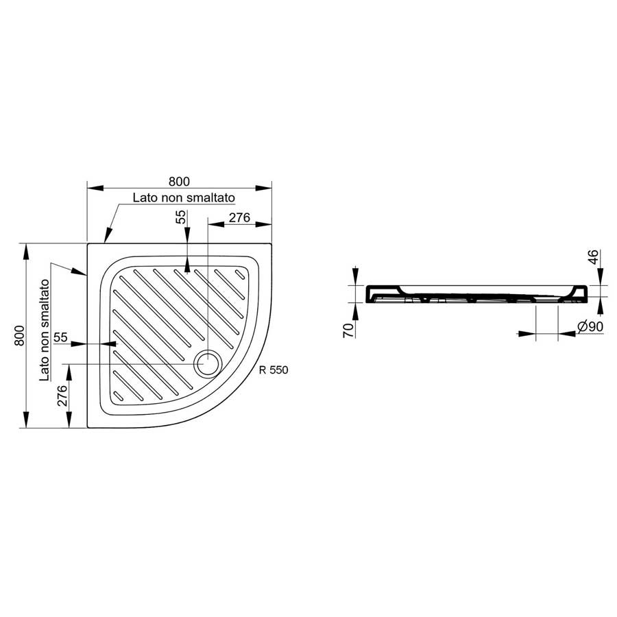 Piatto doccia Dolomite in Ceramica 80x80 Altezza 7 cm semicircolare modello Gemma 2