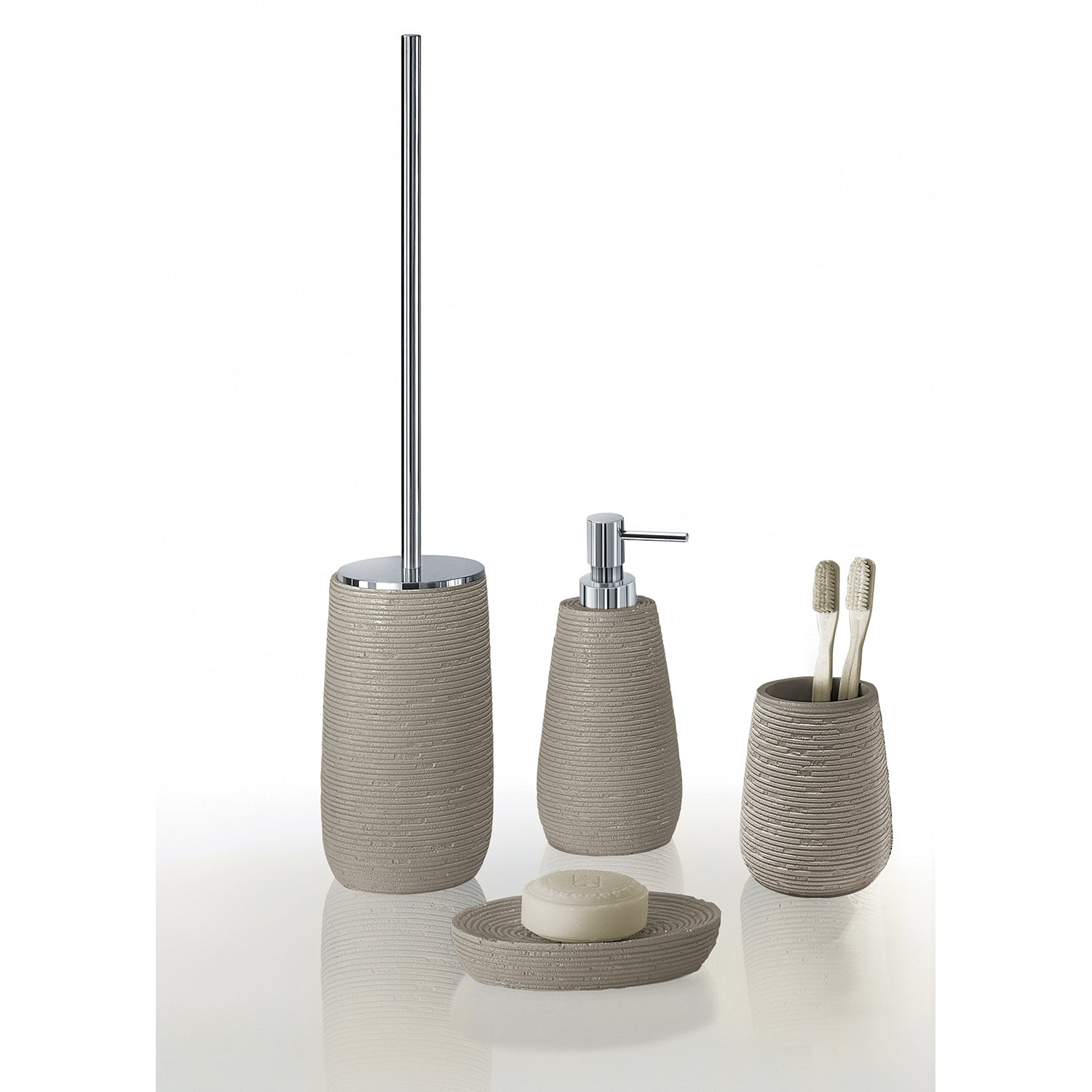  Dosasapone da appoggio in resina Gedy serie Gemini - Tortora