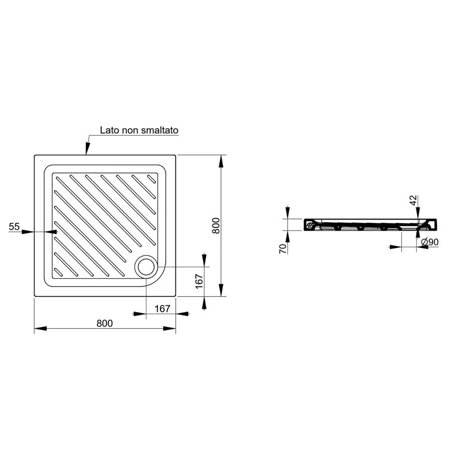 Piatto doccia Dolomite in Ceramica 80x80 Altezza 7 cm quadrato modello Gemma 2 4