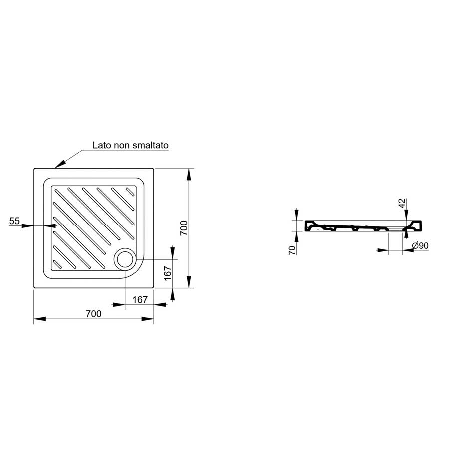  Piatto doccia Dolomite in Ceramica 70x70 Altezza 7 cm quadrato modello Gemma 2 by CeramicStore | Lo specialista del tuo bagno